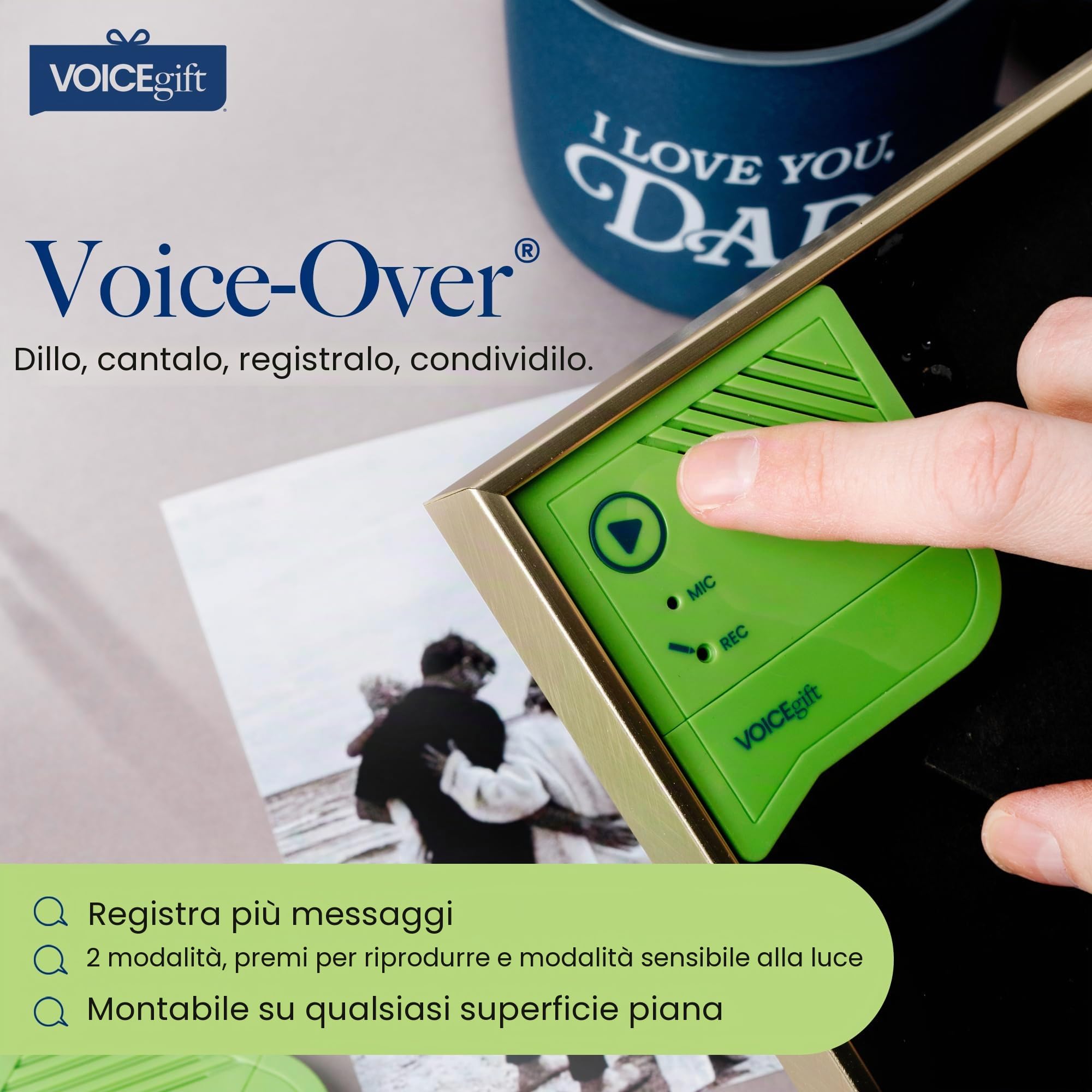 Inserto registratore vocale migliorato Voice-over per messaggi personali, dispositivo di registrazione audio di alta qualità da 60 seconds (1 confezione)