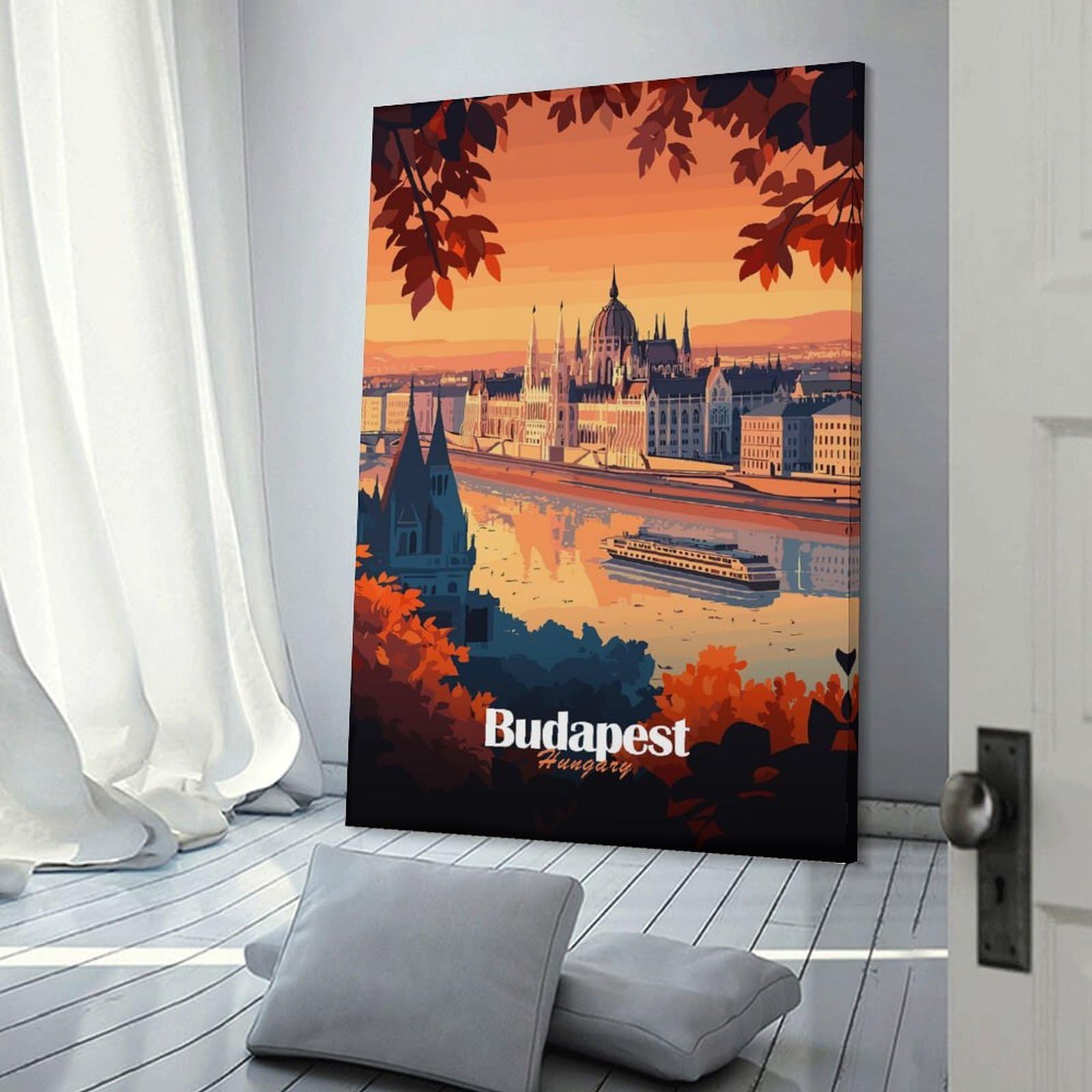 Junmoney Canvas Wall Picture Budapest Cityscape, 20x30inch(50x75cm), for Sofa Walls, Lounge Or Home Corners, Canvas Styling for A Polished Room Look