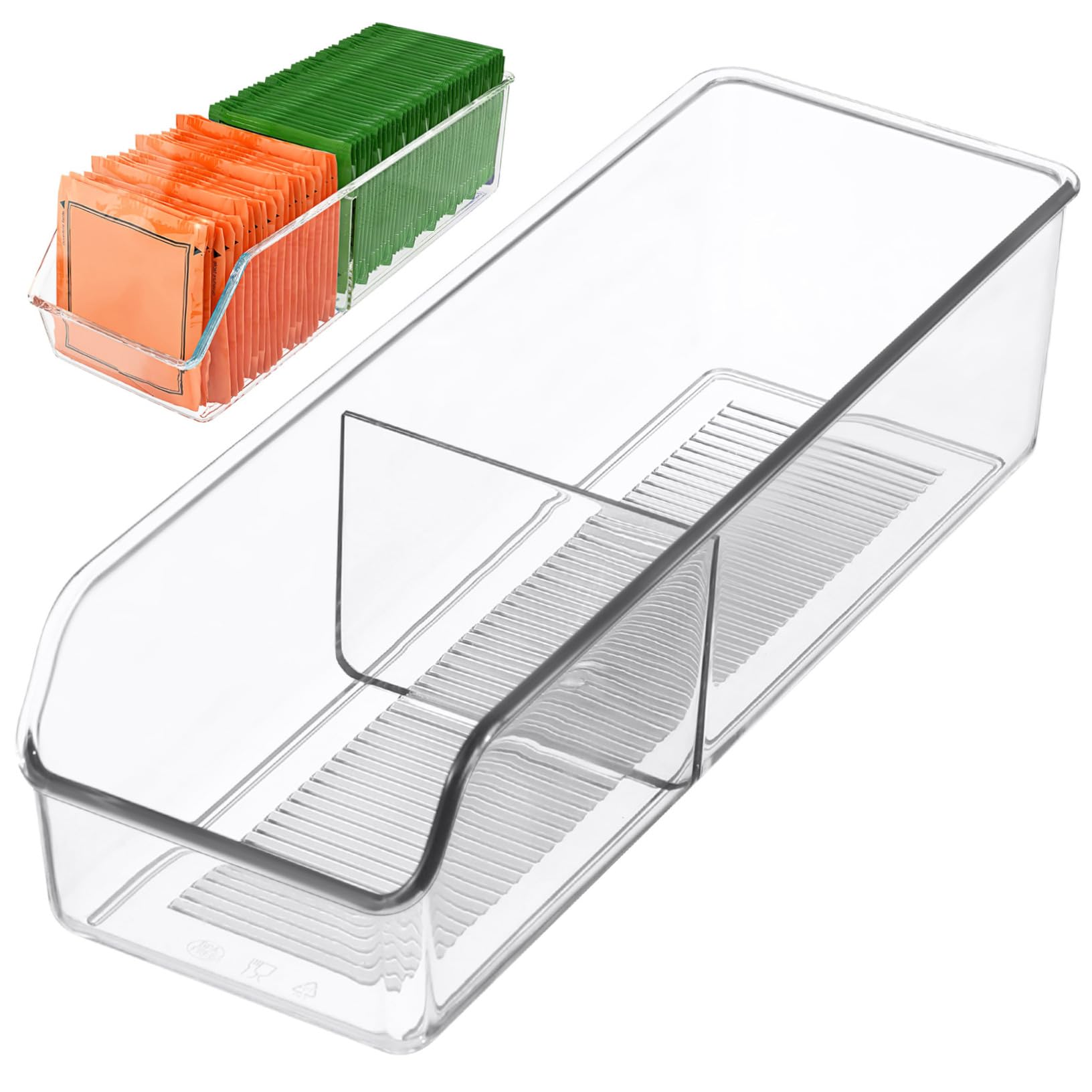 Ciieeo Tea Bag Holder Divided Storage Bin for Tea Bags Compact Sturdy Plastic Organizer Perfect for Kitchen Office