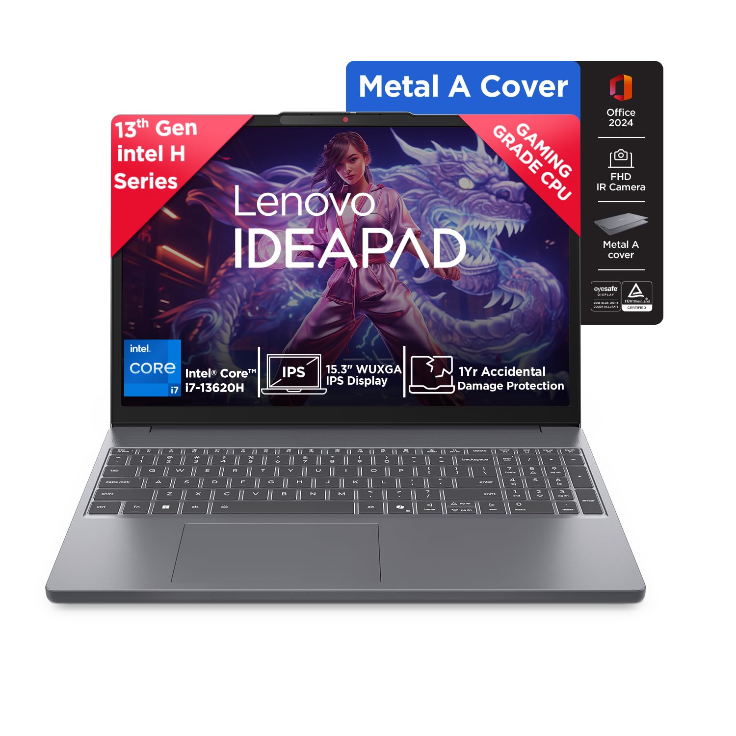Lenovo IdeaPad Slim 3 13th Gen Core i7-13620H 15.3" (38.8cm) WUXGA IPS Laptop (24GB RAM/1TB SSD/Win 11/Office 2024/Backlit/1Yr ADP Free/Top Metal Cover & IR Camera/Grey/1.6Kg),83K100TEIN-image-20