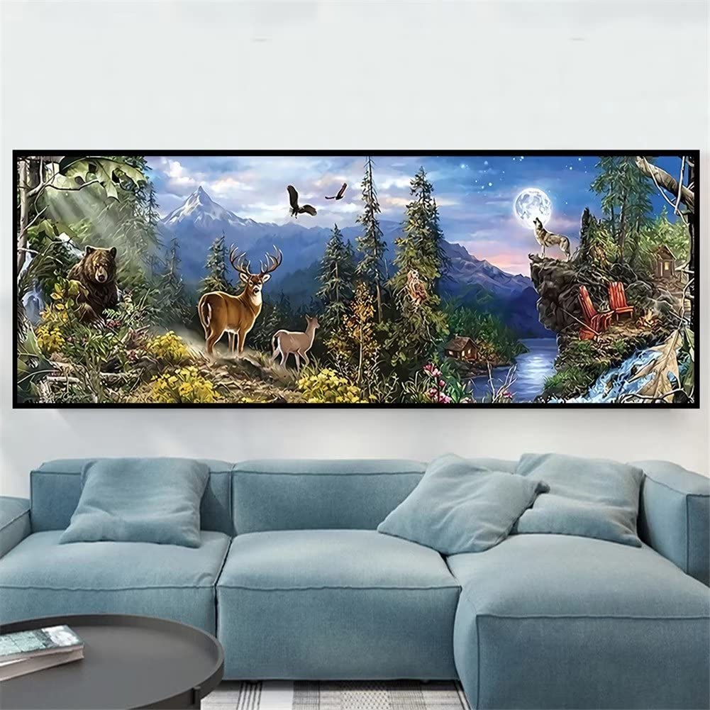 Peinture Diamant 5d complet grand format Animaux de la Lune 80x200cm,DIY diamond painting accessoire Square diamant Tableau Perle Broderie Diamant Arts Artisanat pour Maison Décoration Murale B93