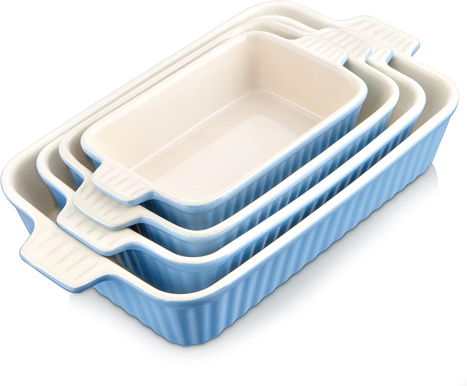 MALACASA Bakeware Set of 4, Porcelain Baking Pans Set for Oven, Casserole Dish, Ceramic Rectangular Baking Dish Lasagna Pans for Cooking Cake Pie Kitchen, Red(9.4"/11.1"/12.2"/14.7"), Series BAKE.BAKE: Home & Kitchen