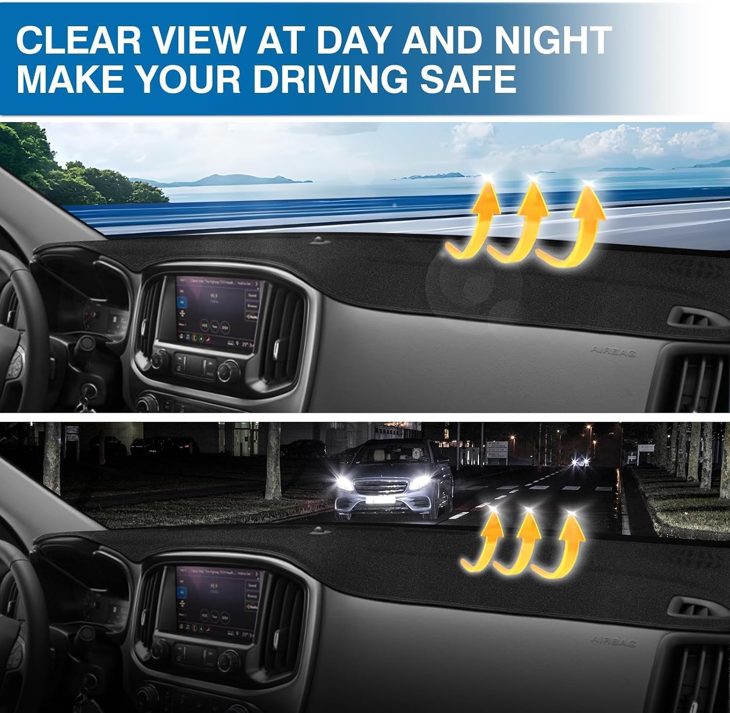 KUST Black Dash Cover for Chevy Chevrolet Colorado 2015-2021 2022 Left Hand Driving Polyester Dashboard Cover Non-Slip Center Console Dash Cover Interior Accessories for Colorado Sunshade No Glare
