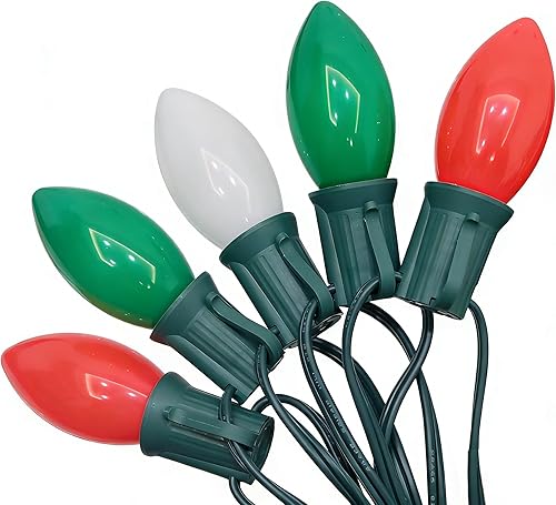 Miniatura 9 de Luces C9 transparentes para el día de San Valentín de 25 pies para exteriores, cadena de luces vintage con 26 bombillas C9 blancas cálidas, luces