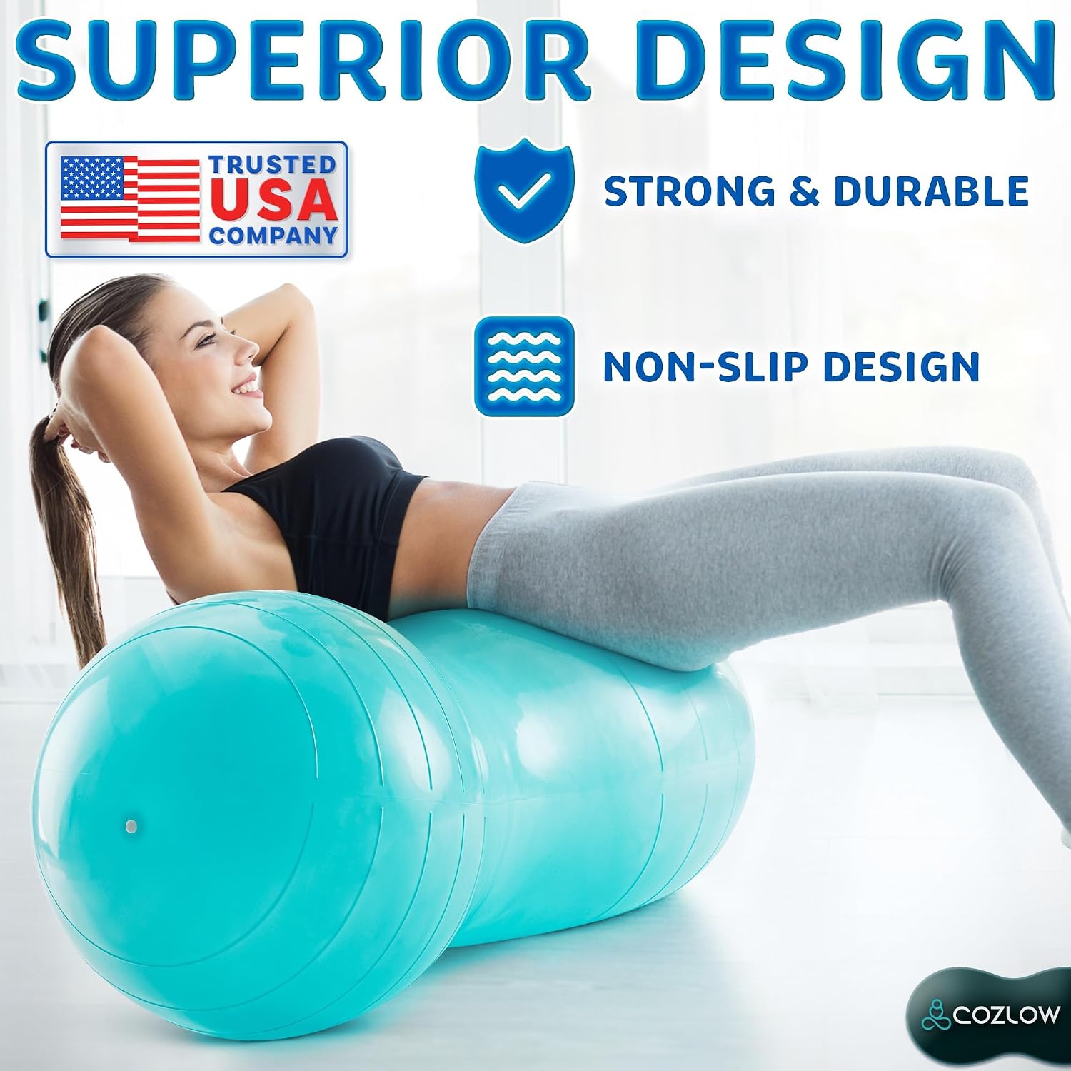 Peanut Ball - Exercise and Fitness Balance Ball for Adults & Kids - Physical Therapy and Rehab Equipment for Labor, Yoga & Back Pain Relief - 2 Pcs 20" + 11.8" - Sensory Tool for Autism - by Cozlow