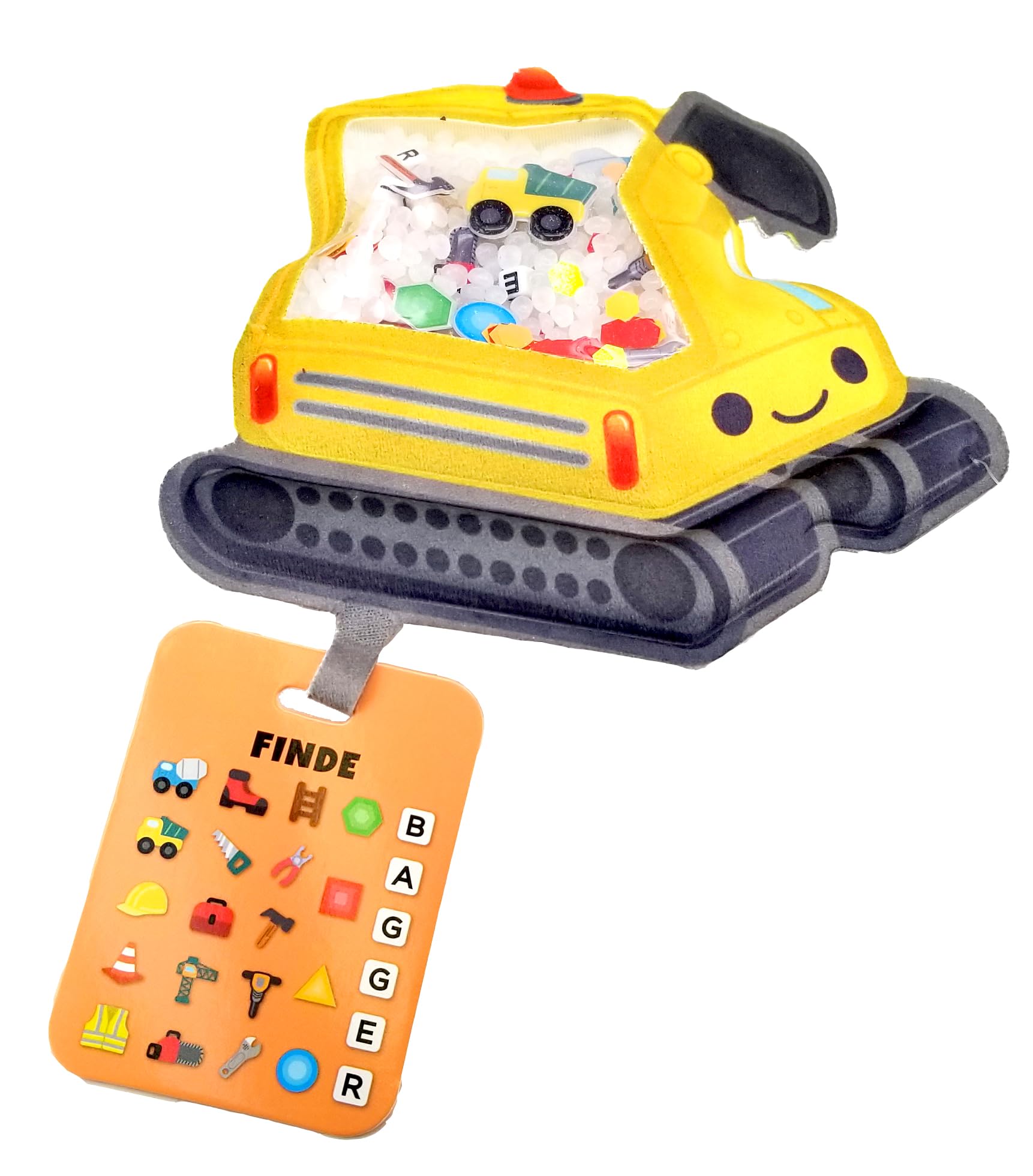 Bizyboo - Bagger - Sensorik Spielzeug mit Perlen & versteckten Objekten, Reisespielzeug gegen Langeweile ab 2 Jahren (21005), Gelb