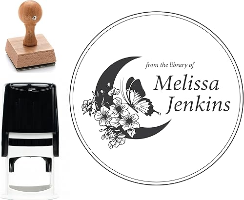 Sello personalizado para libros de biblioteca con tema de mariposa, sellos autoentintados, sellos personalizados autoentintados, sello