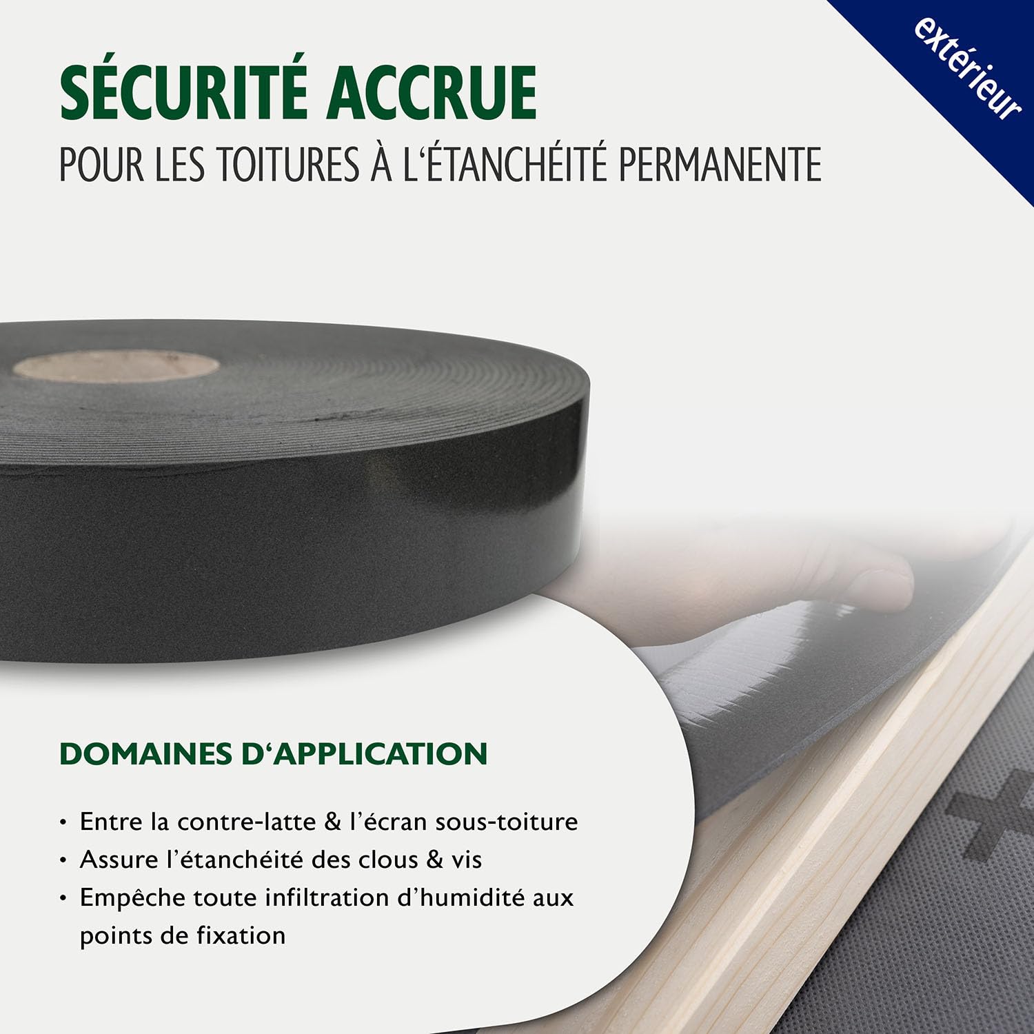 ALMO 5 rouleaux de bande d'étanchéité PE pour clous très adhésive (30m x 60mm) bande d'étanchéité bande de séparation autocollante pour sous-couches, Anthracite