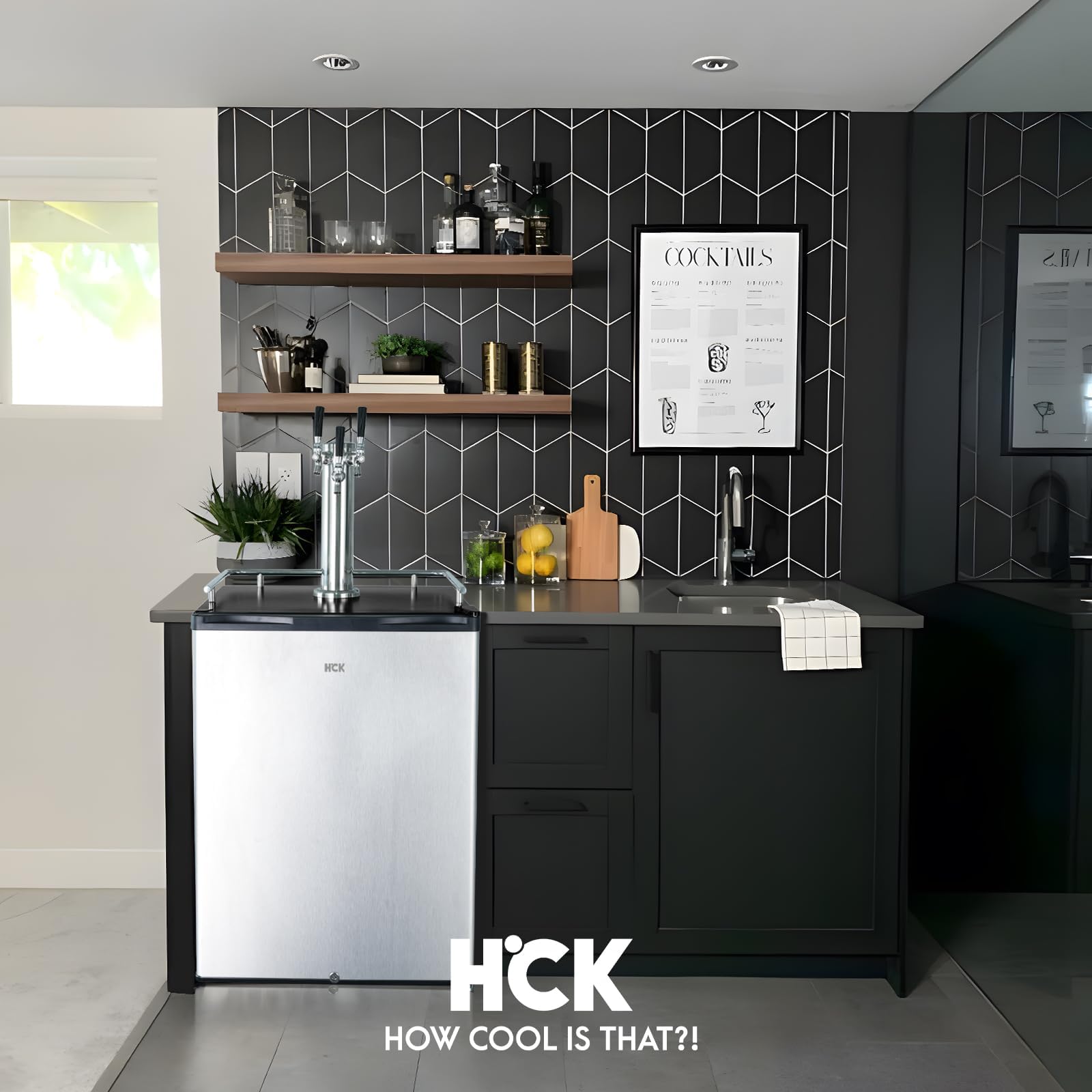 HCK Kegerator, 24 Inch Outdoor Undercounter Refrigerator, 2 In 1 Full Size Beer Kegerator With 3 Taps Draft Beer Dispenser, Freestanding, Stainless Steel Door, Ideal For Patio And Outdoor Kitchen on Fridge.com - View 2