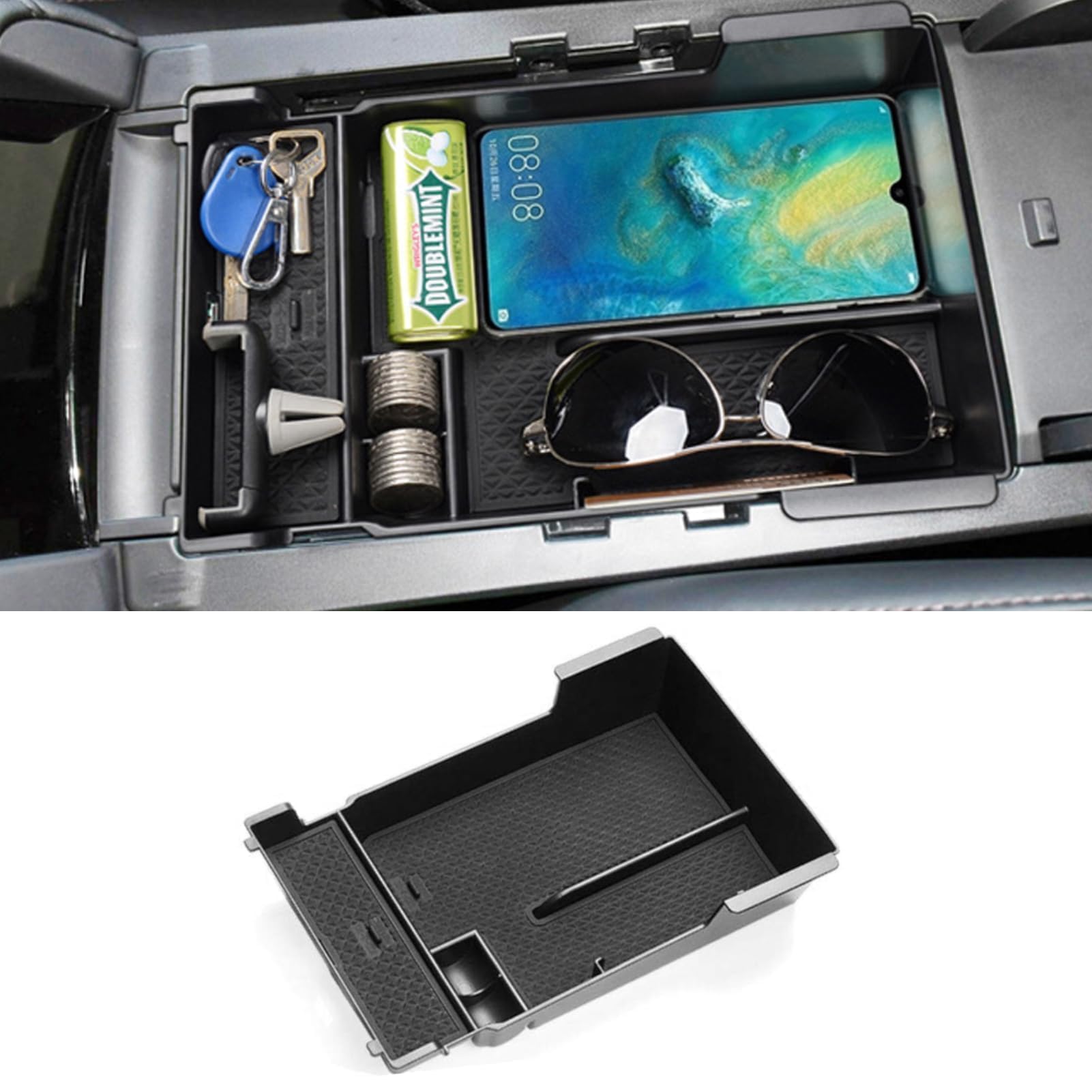 TTCR-II For MAZDA3 Center Console Organizer Tray 2019-2025 2026, Compatible with 2019-2025 2026 Mazda 3 Console Organizer (Only fit the Version which 1-hole of USB port Inside of Mazda3 Armrest Box)