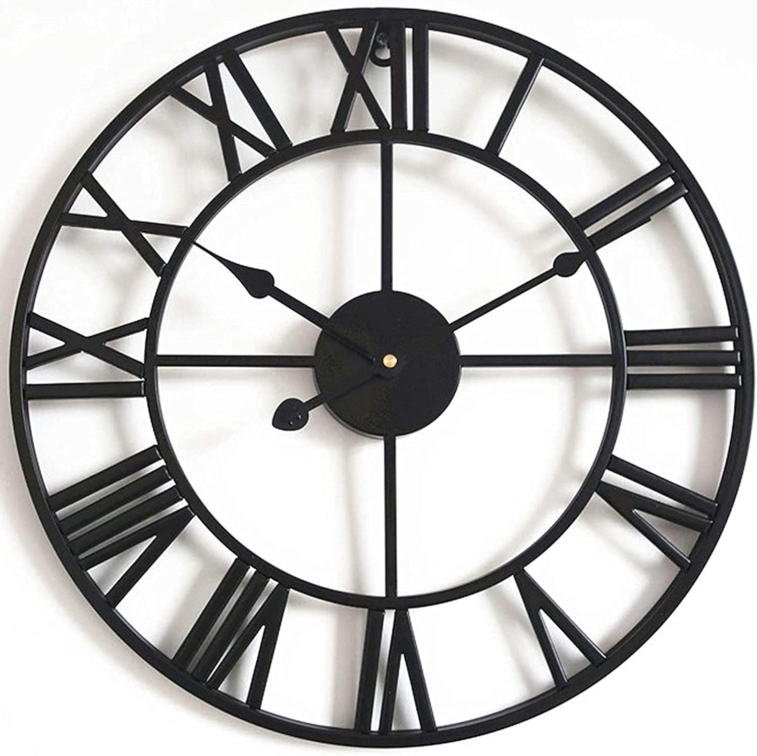 Indoor Outdoor Decoration Outside Clock Mute Quartz Wall Clock Outdoor Garden Wall Clock, Large Retro Roman Numerals Garden Clock Open Face Wrought Iron Waterproof Outdoor Clock