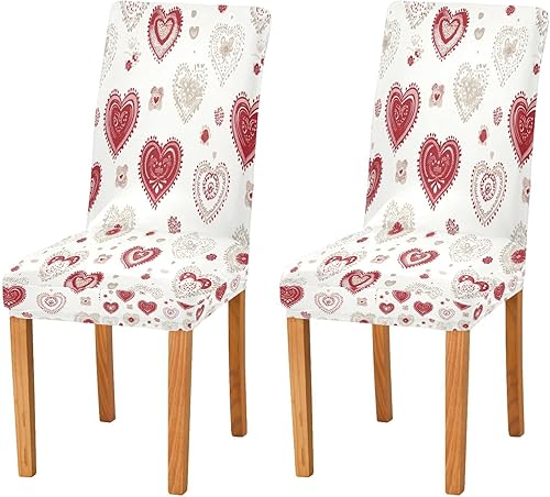 Miniatura 1 de Kcldeci Juego de 4 fundas de elastano para sillas de comedor para el día de San Valentín, fundas protectoras elásticas para sillas con estampado de