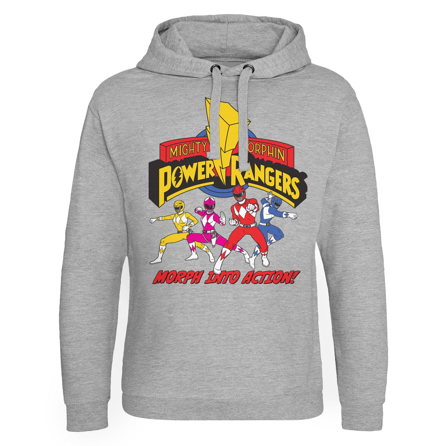 Power Rangers Officially Licensed Morph Into Action Epic Hoodie (Heather Grey), Large