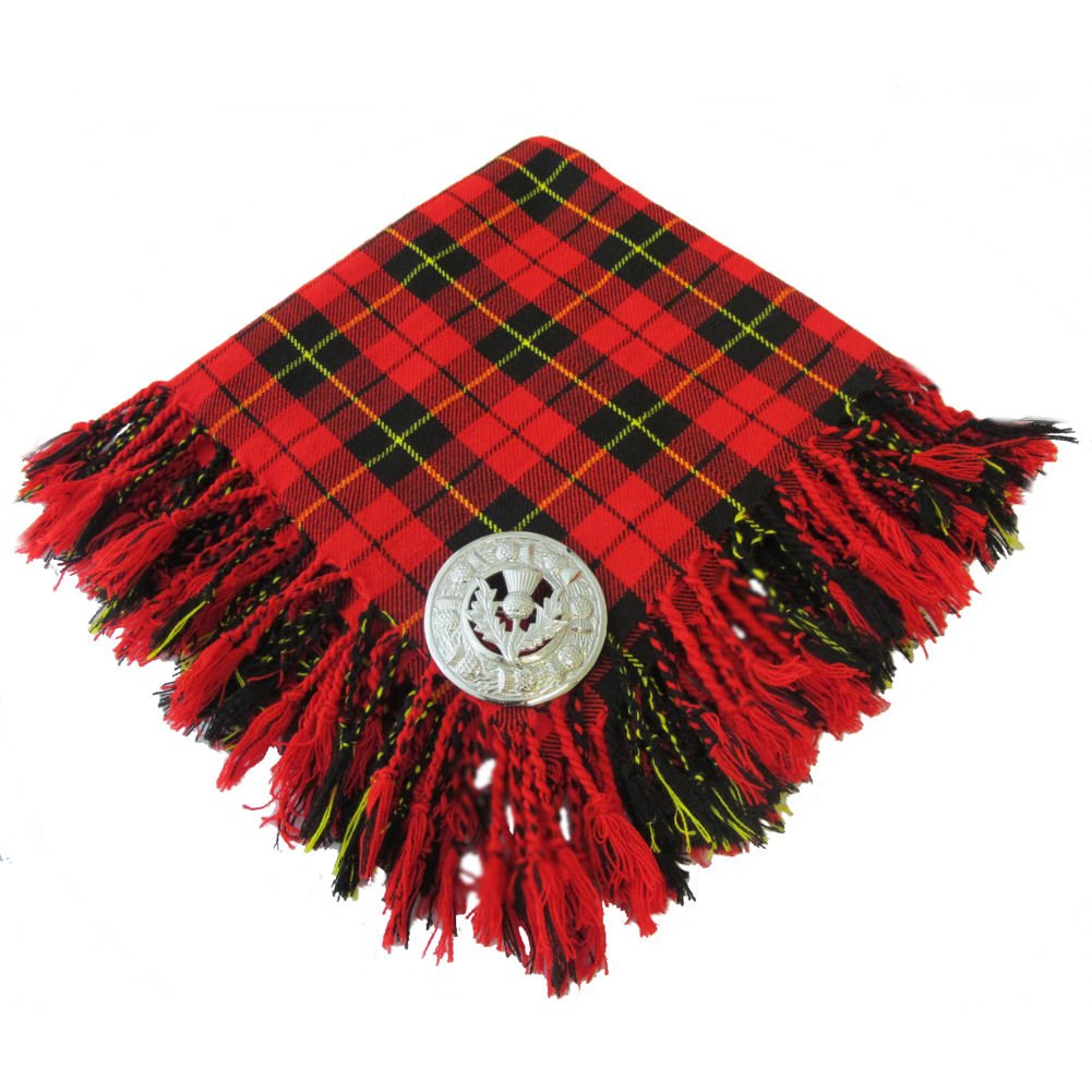 Tartanista Scottish Kilt Fly Plaid 44" x 44" Thistle Brooch - Wallace Red