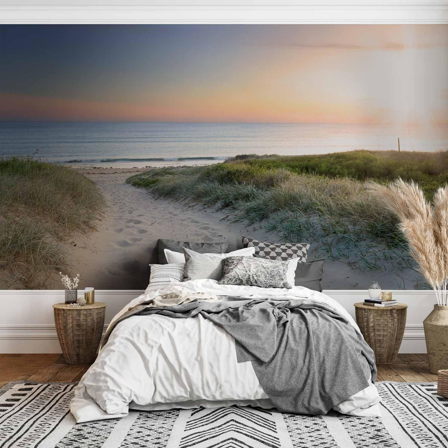 murando - Fototapete Vlies Meer Strand, 400x280 cm, Schlafzimmer, 3D-Effekt | Full HD Druck, 3D-Effekt, lichtbeständige Farben, ideal fürs Wohn- oder Schlafzimmer, schnelle Montage, lichtbeständig, edel