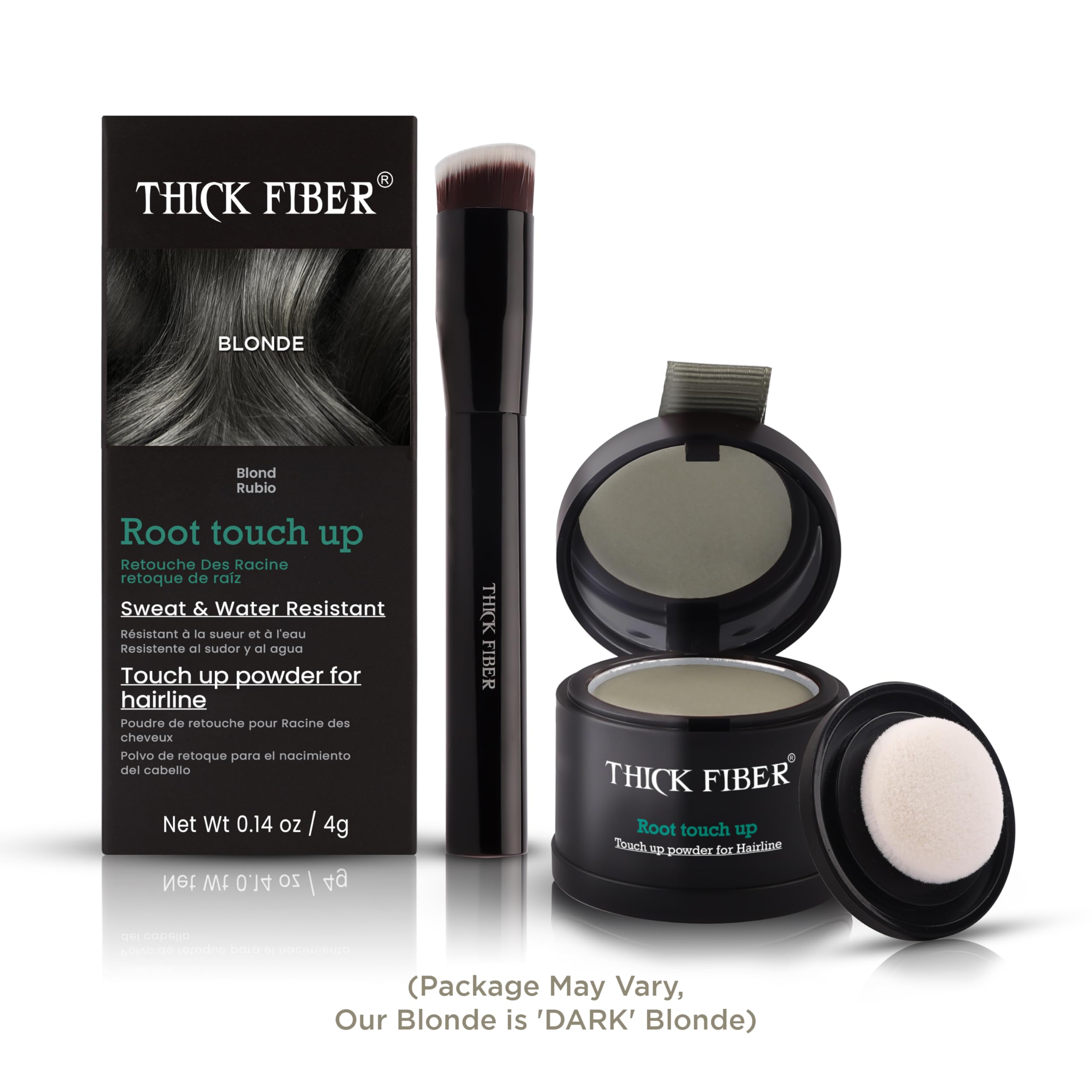 THICK FIBER Root Touch Up & Hairline Powder with Brush 4g, Covers Grey Roots & Thinning Hair, Sweat & Water Resistant - Image 2