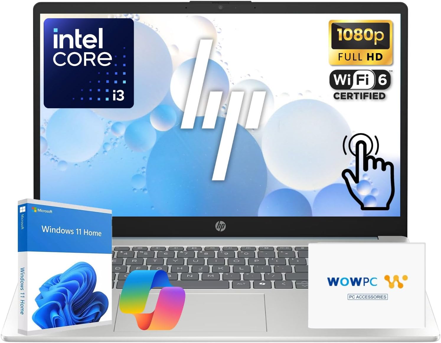 HP 15.6″ Pavilion FHD Touchscreen Laptop | Intel Core i3 | 16GB DDR4 | 1TB PCIe SSD | AI Enhanced Win 11 | Numeric Keypad | Wi-Fi 6 & HD Webcam | WOWPC USB | Up to 10H Battery for Work & School