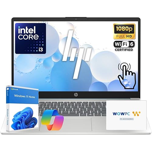 HP 15.6" Pavilion FHD Touchscreen Laptop | Intel Core i3 | 16GB DDR4 | 512GB PCIe SSD | AI Enhanced Win 11 | Numeric Keypad | Wi-Fi 6 & HD Webcam | WOWPC USB | Up to 10H Battery for Work & School