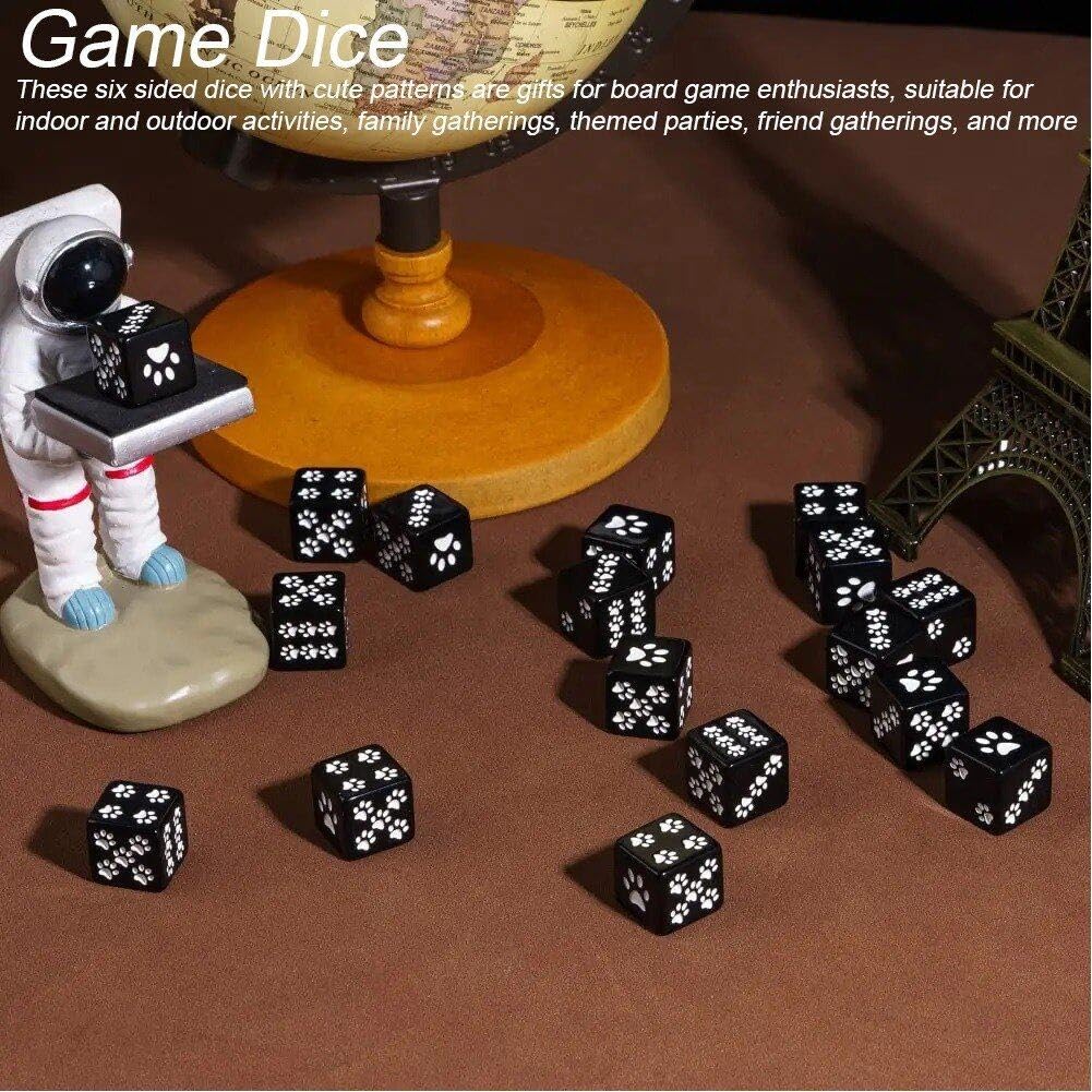 Dadi A 6 Facce Con Zampa Di Gatto - Set Da 10 Dadi In Resina Nera (16 Mm) Per Giochi Da Tavolo E Collezionismo