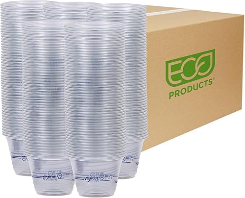Eco-Products BlueStripe - Vasos de plástico reciclados de 9 onzas, caja de 1000, hechas de 30% botellas de plástico reciclado posconsumo, PET disponible en Yaxa Guatemala