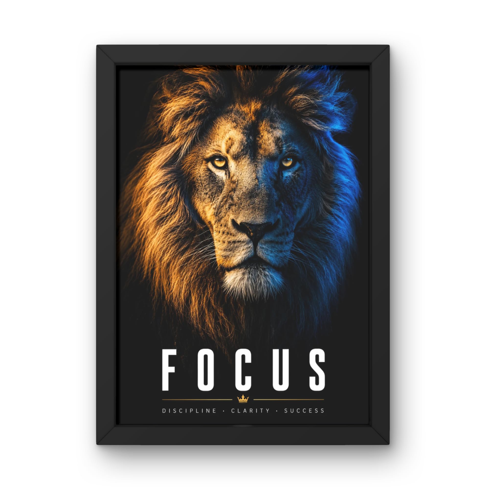 Motivational Photo Frame for Wall Decor Inspirational Quote Wall Art with Acrylic Cover Synthetic Wooden Frame For Office, Home, Study & Workspace (8X12 inches) Lion Black-image-36