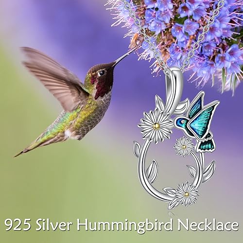 Miniatura 6 de YAFEINI Collar de colibrírana de plata esterlina con margaritas para niñas, regalo de joyería de colibrí