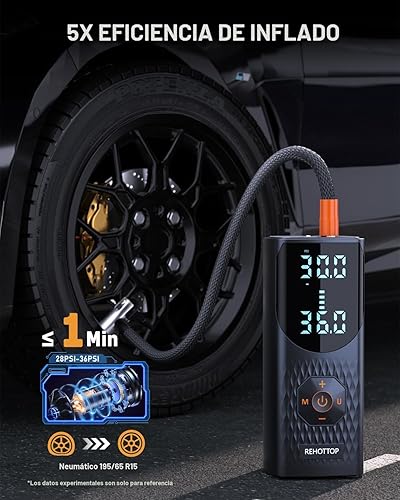 Miniatura 3 de Inflador de neumáticos, compresor de aire portátil, bomba de aire inalámbrica de 160 PSI para neumáticos de automóvil con medidor de presión