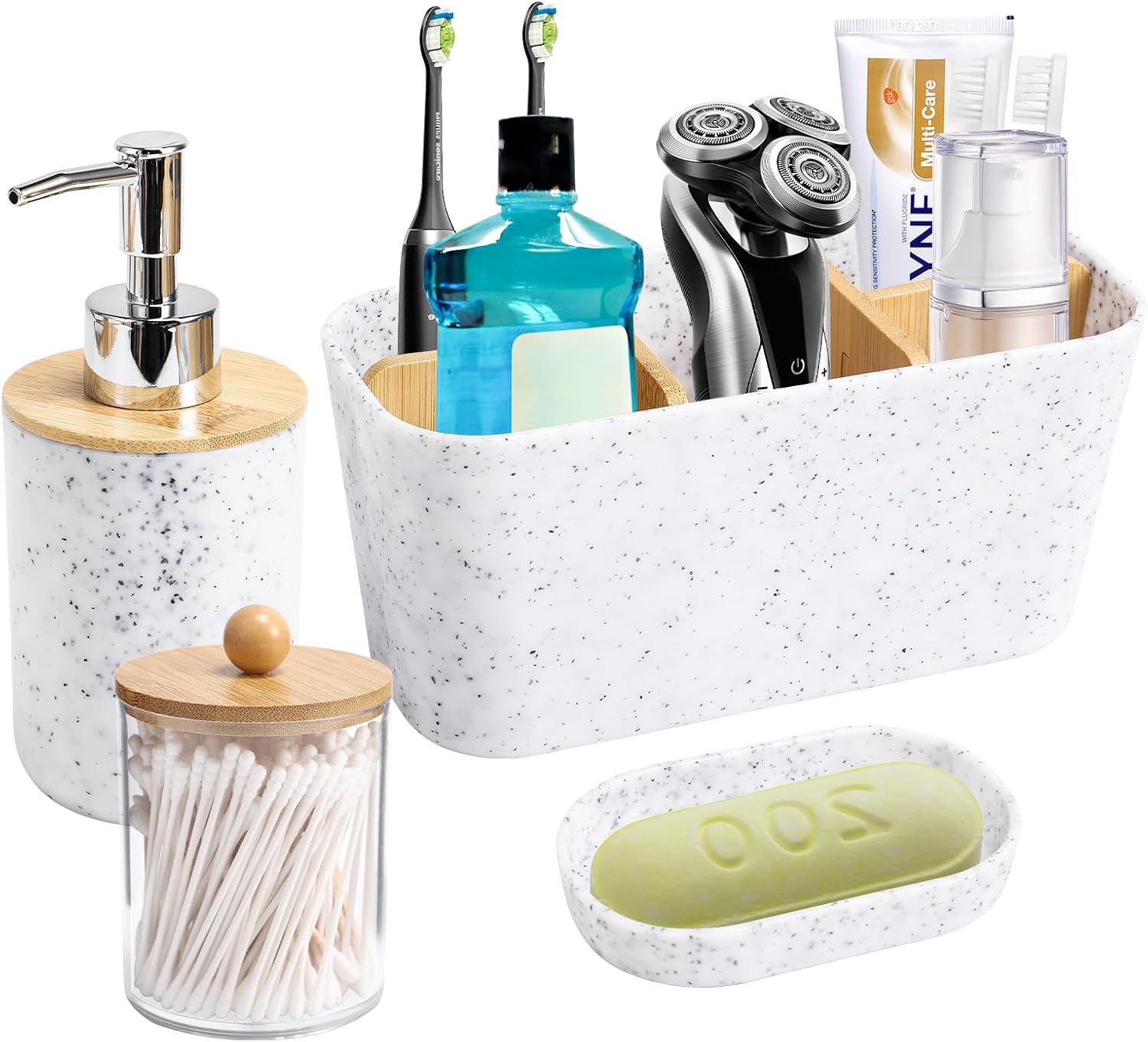 Amazon.com: Complete Beige Bathroom Accessories Set with Shower Curtain ...