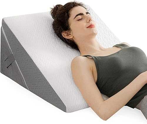 UBBCARE Almohada de cuña de cama para dormir, almohada de cuña triangular ajustable de 9 y 12 pulgadas, almohada inclinada de espuma viscoelástica