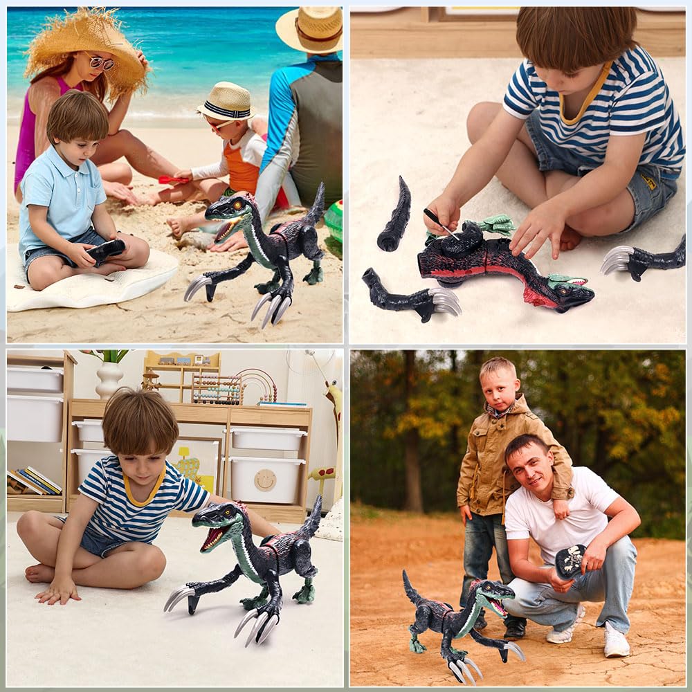 vamei Ferngesteuerter Dinosaurier Spielzeug Roboter für Kinder mit Licht & Ton,Beweglich Therizinosaurus Ferngesteuert RC Dino Spielzeug Geschenk für Kinder Jungen ab 3 4 5 6 7 8 Jahre