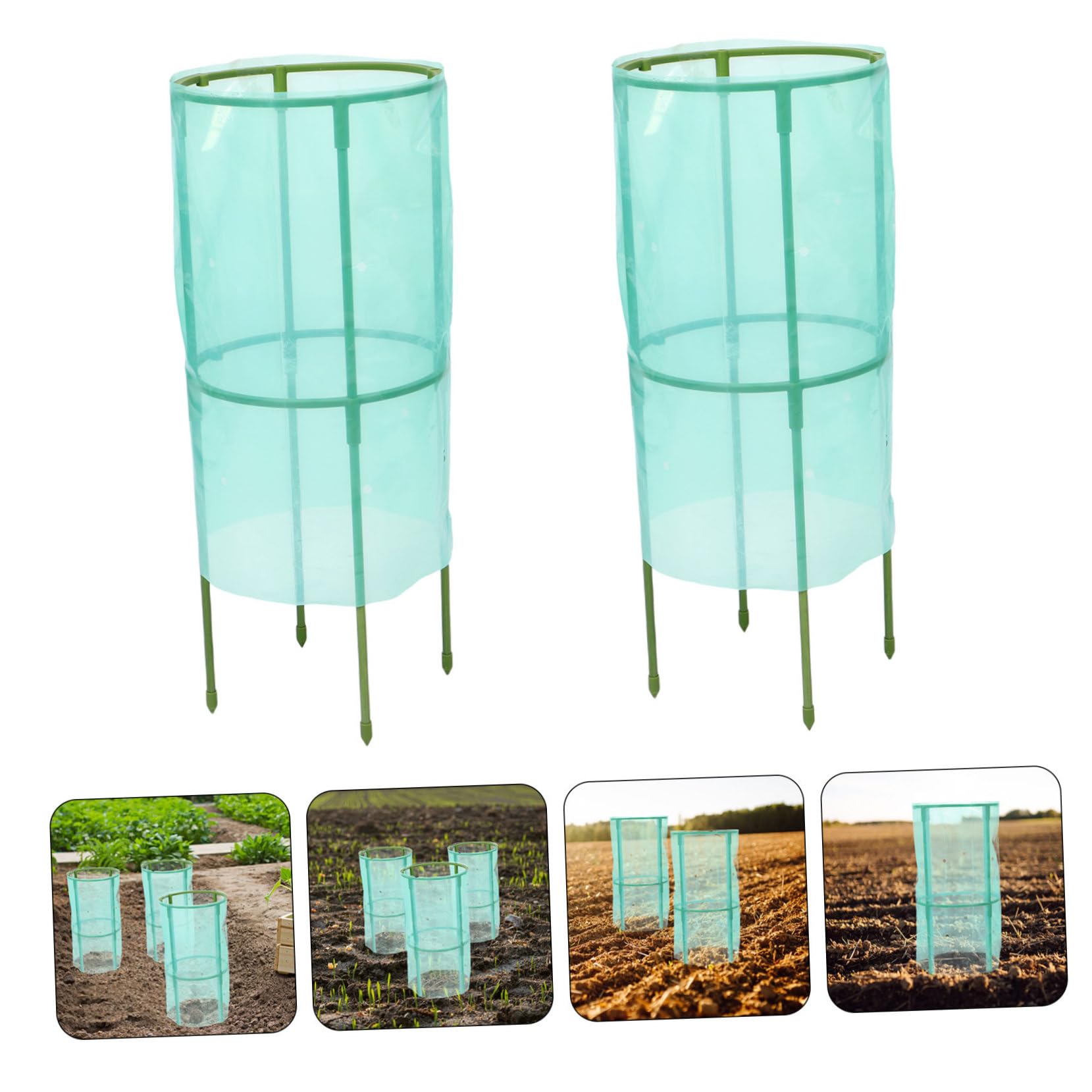 4 Set Proteggere Le Piante protettori delle Piante in Gabbia Antivento Protettore vegetale Green