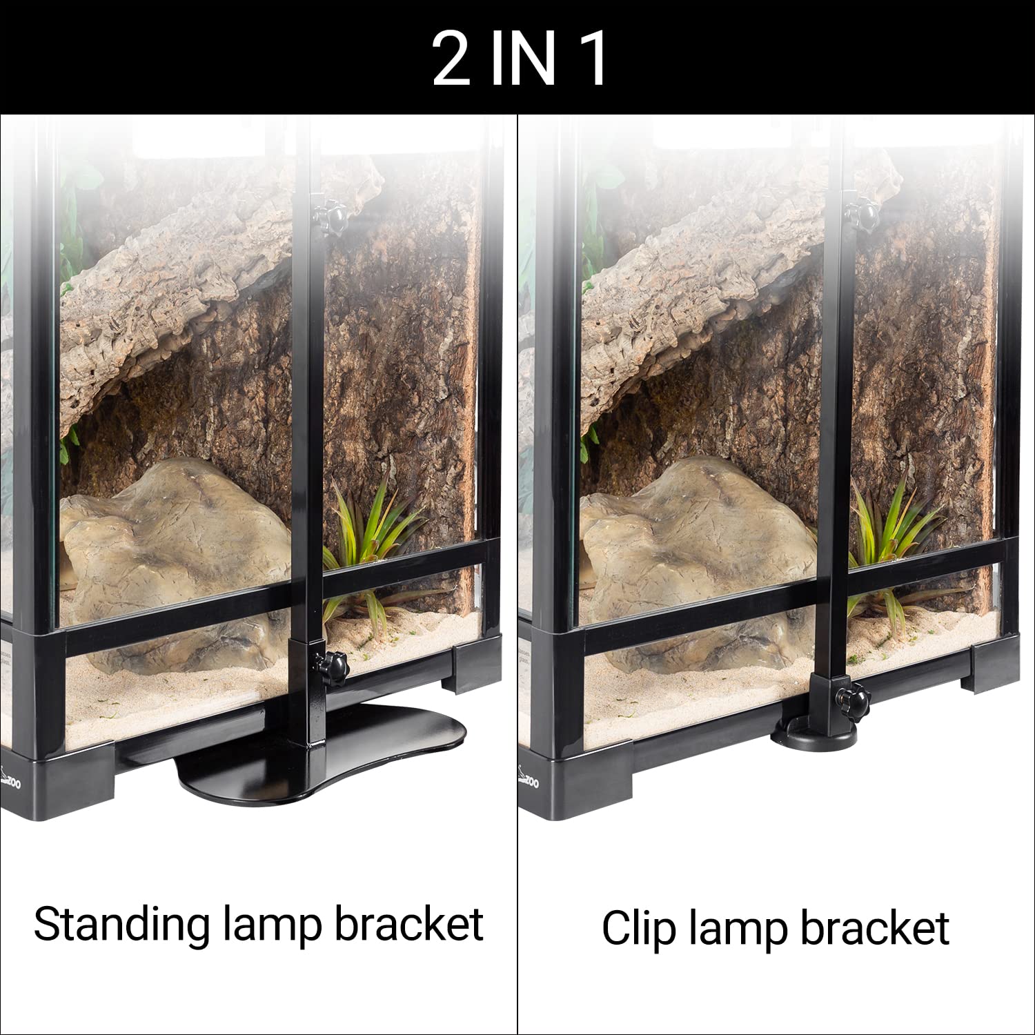 REPTI ZOO Rettile Doppio Supporto Della Lampada Regolabile Supporto Della Lampada Staffa Appesa Supporto Metallo per Rettile Vetro Terrario Riscaldamento Luce Anfibi Gabbia