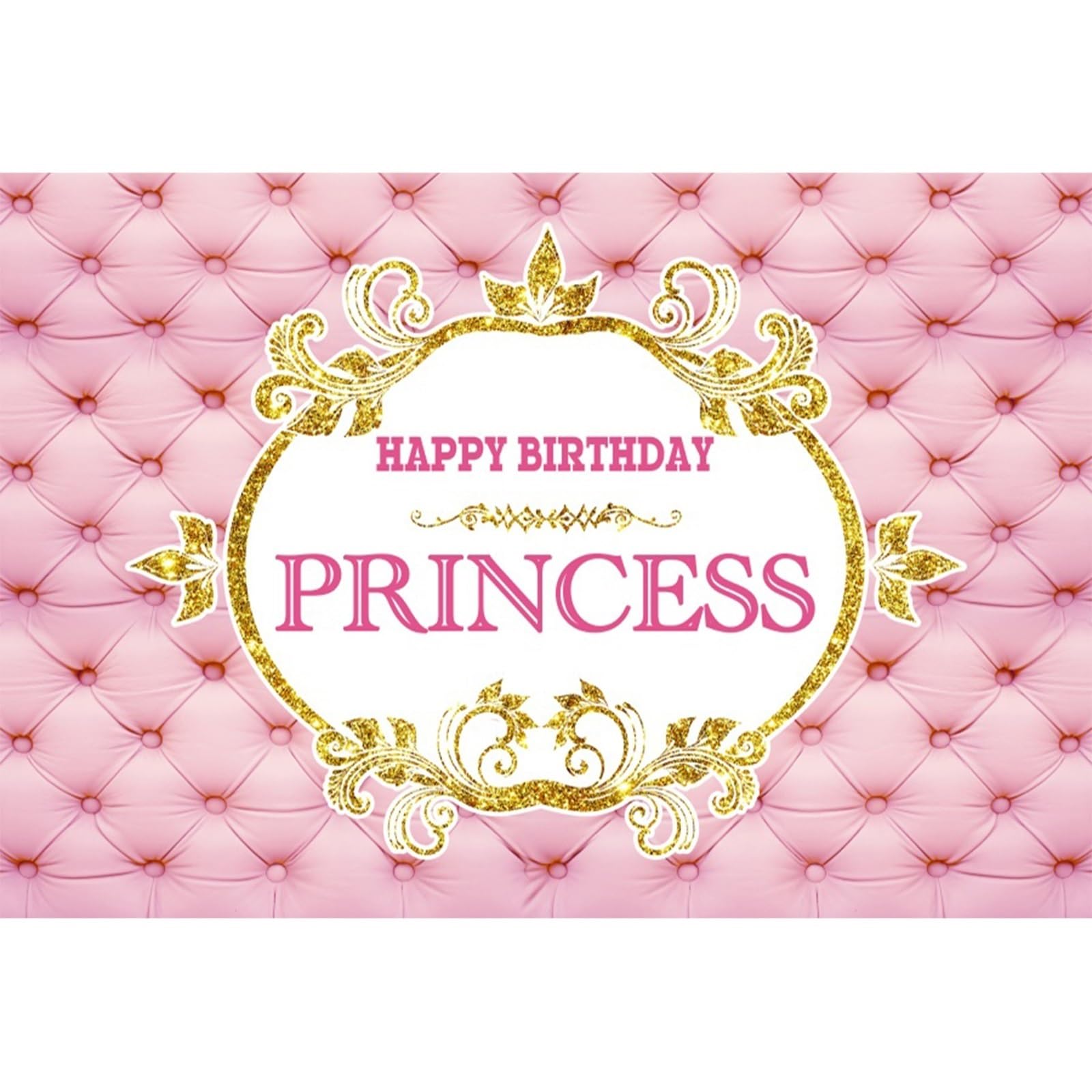 YongFoto 3x2,5m Fondale Foto Testiera in pelle rosa trapuntata Golden Paillettes Ghirlanda Buon compleanno Princess Girl Sfondo Fotografico Photo Booth Compleanno Partito Banner Bambini Photo Studio