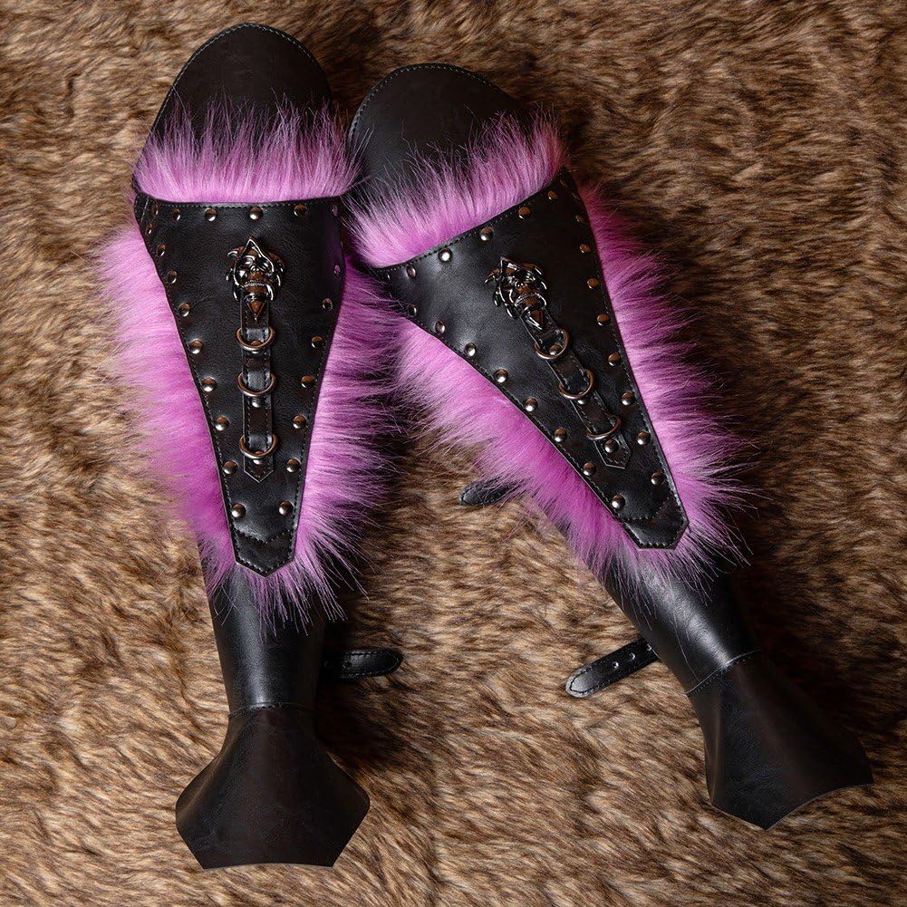 Medieval Knight Boot Covers Retro Embossed Synthetic Leather, LARP Costume Leg Gaiters with Lace-up Straps, Adjustable Renaissance Faire Boot for Men Women