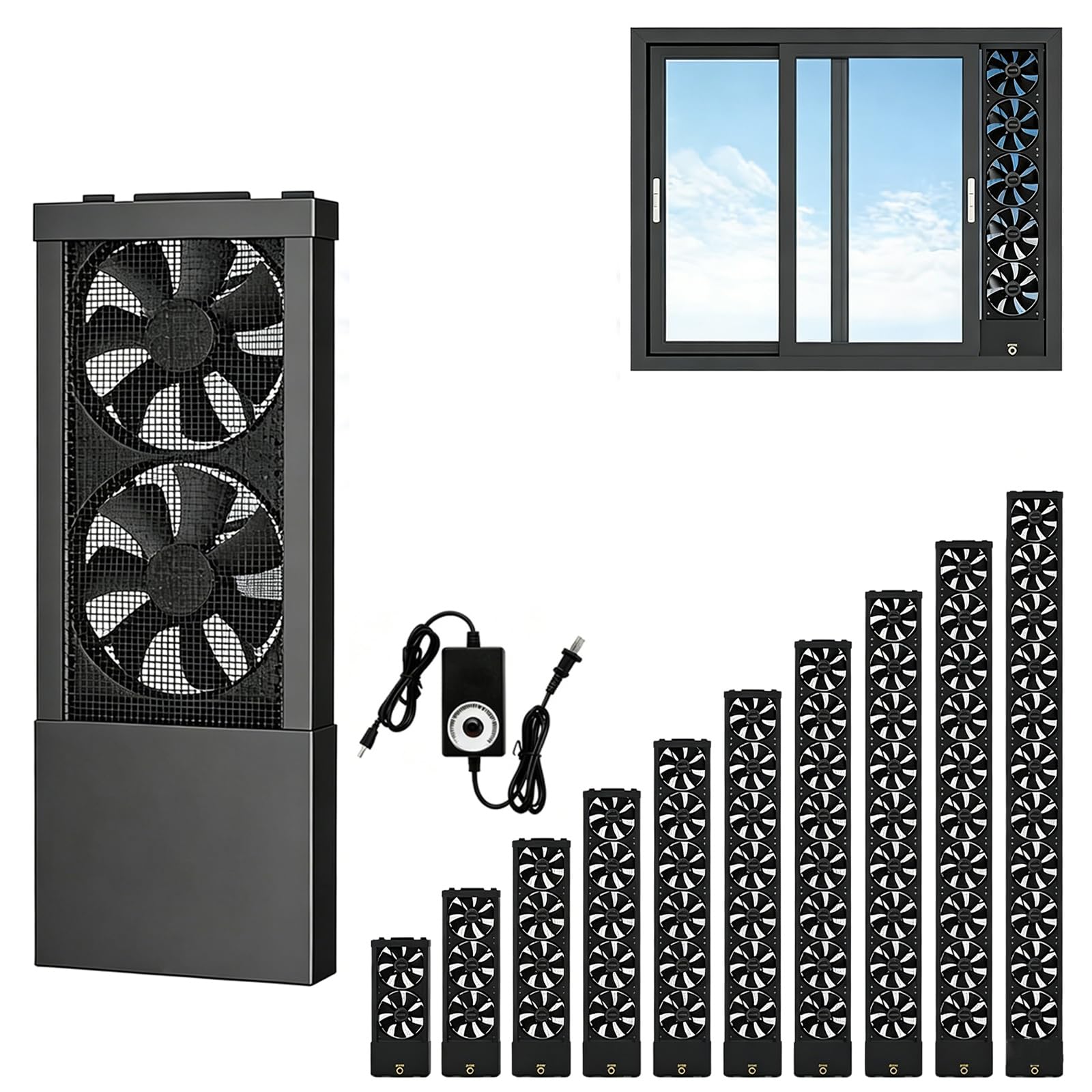 Extractor Vertical RetráCtil,Ventilador Ventana Corredera | FáCil InstalacióN,Ultrasilencioso,Resistente Al Agua,DiseñO Delgado Y RetráCtil,Ideal Para Cocina,Oficina,BañO Mascotas