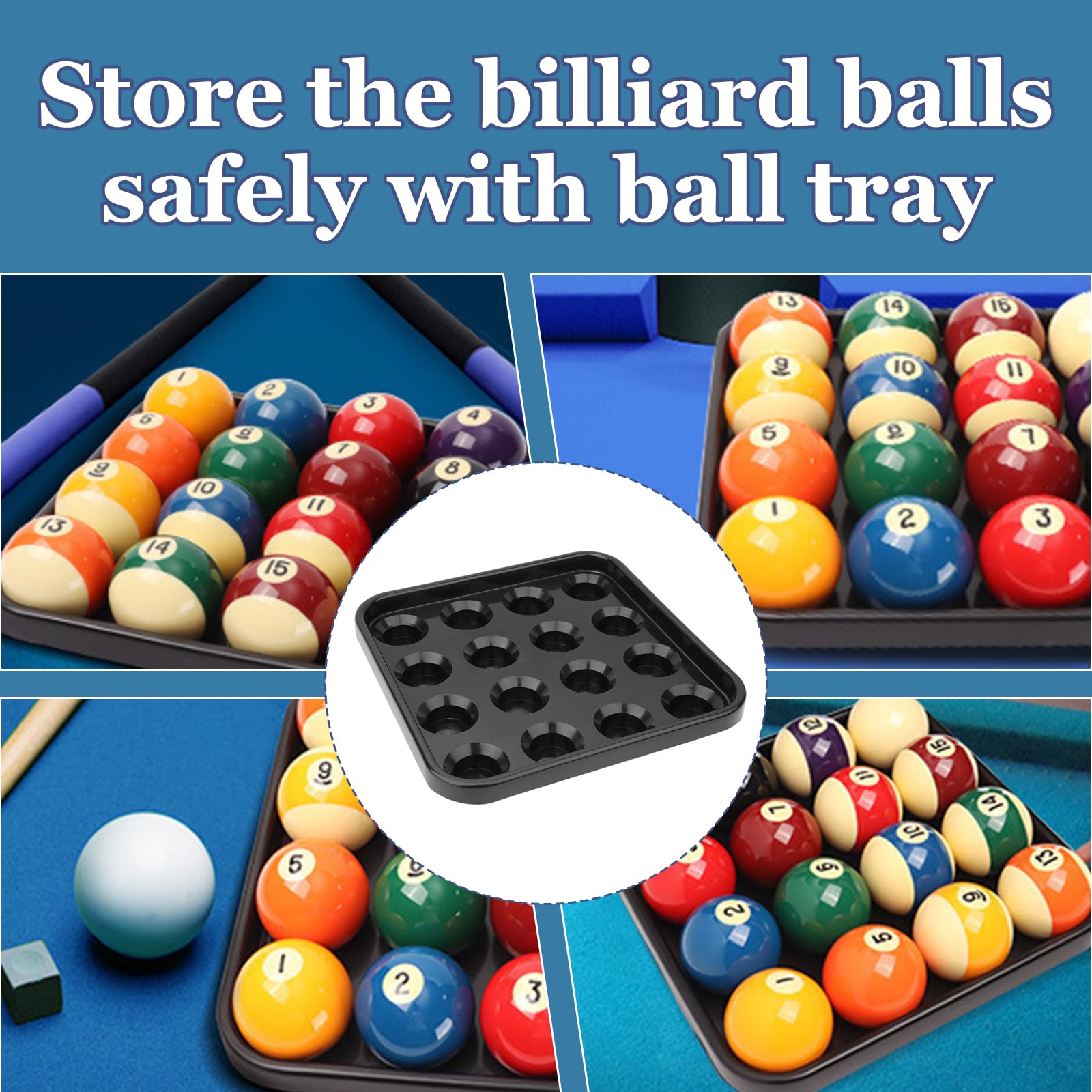 Vassoio Per Palline Da Biliardo Con 16 Posti - Portapalle Professionale Per Sala Biliardi, Nero