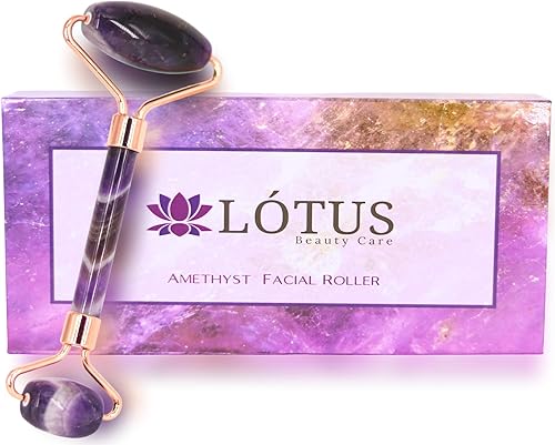Lótus Beauty Care - Rodillo de amatista para cara - Rodillo de jade Promueve el lifting facial el drenaje linfático y la circulación sanguínea para