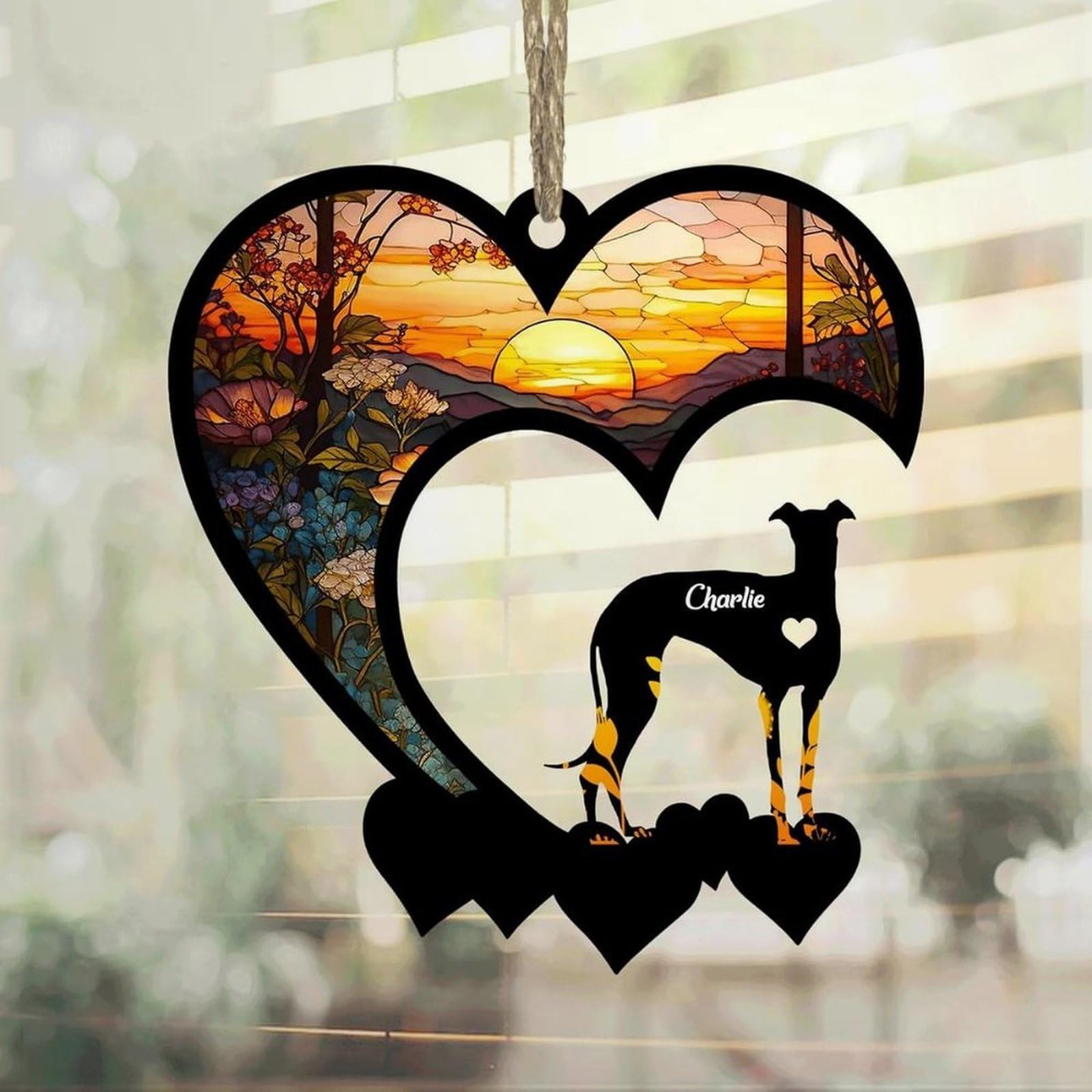 Luckluccy Italian Greyhound Suncatcher,Personalized Memorial With Name,Loss Remembrance Gift,Dog Sympathy Ornament