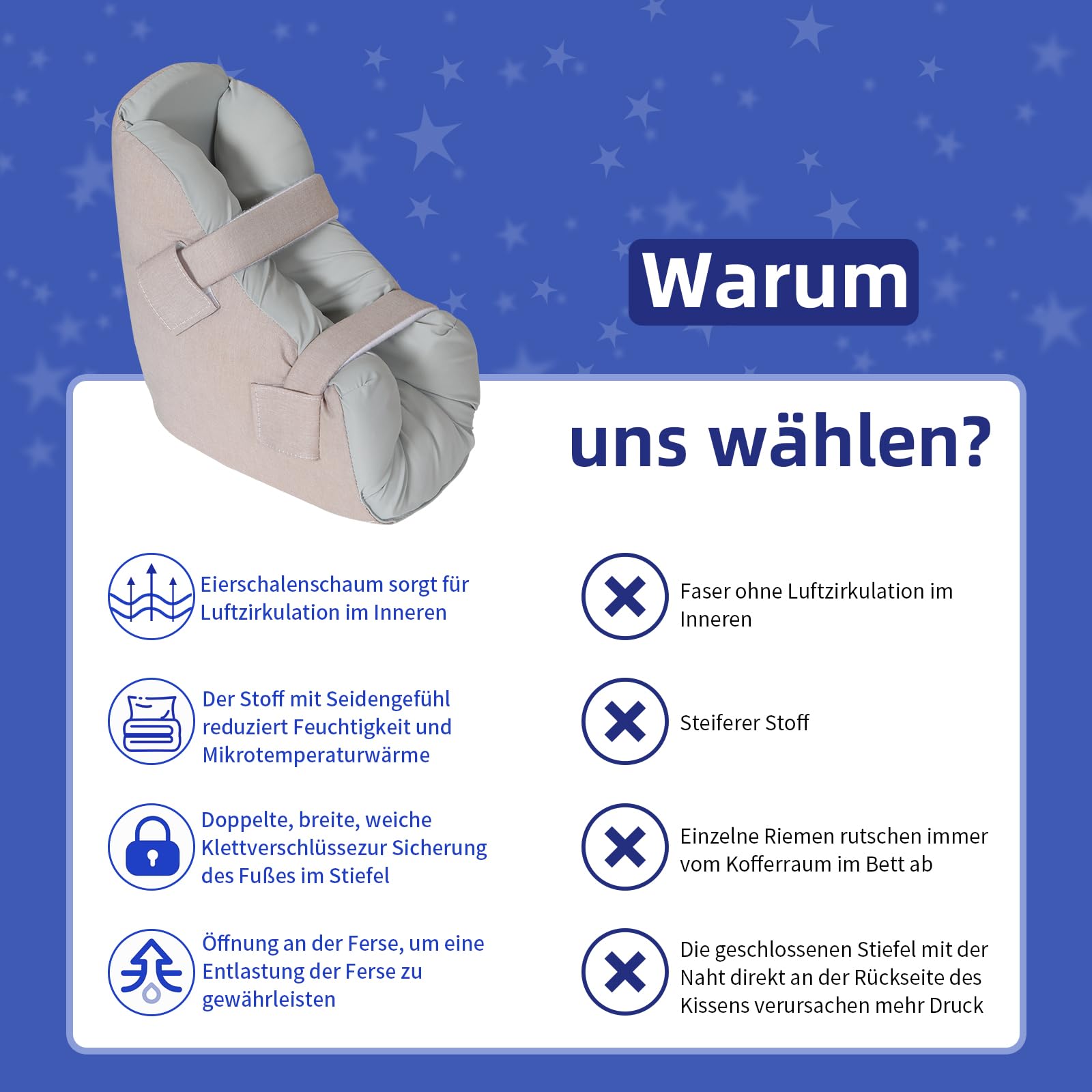 Protector de talón, cojín antipuntos de presión, almohadillas para pies para pacientes postrados en cama, cojín para tobillo, protector de talón para dolor de talón (cantidad: 1 unidad)