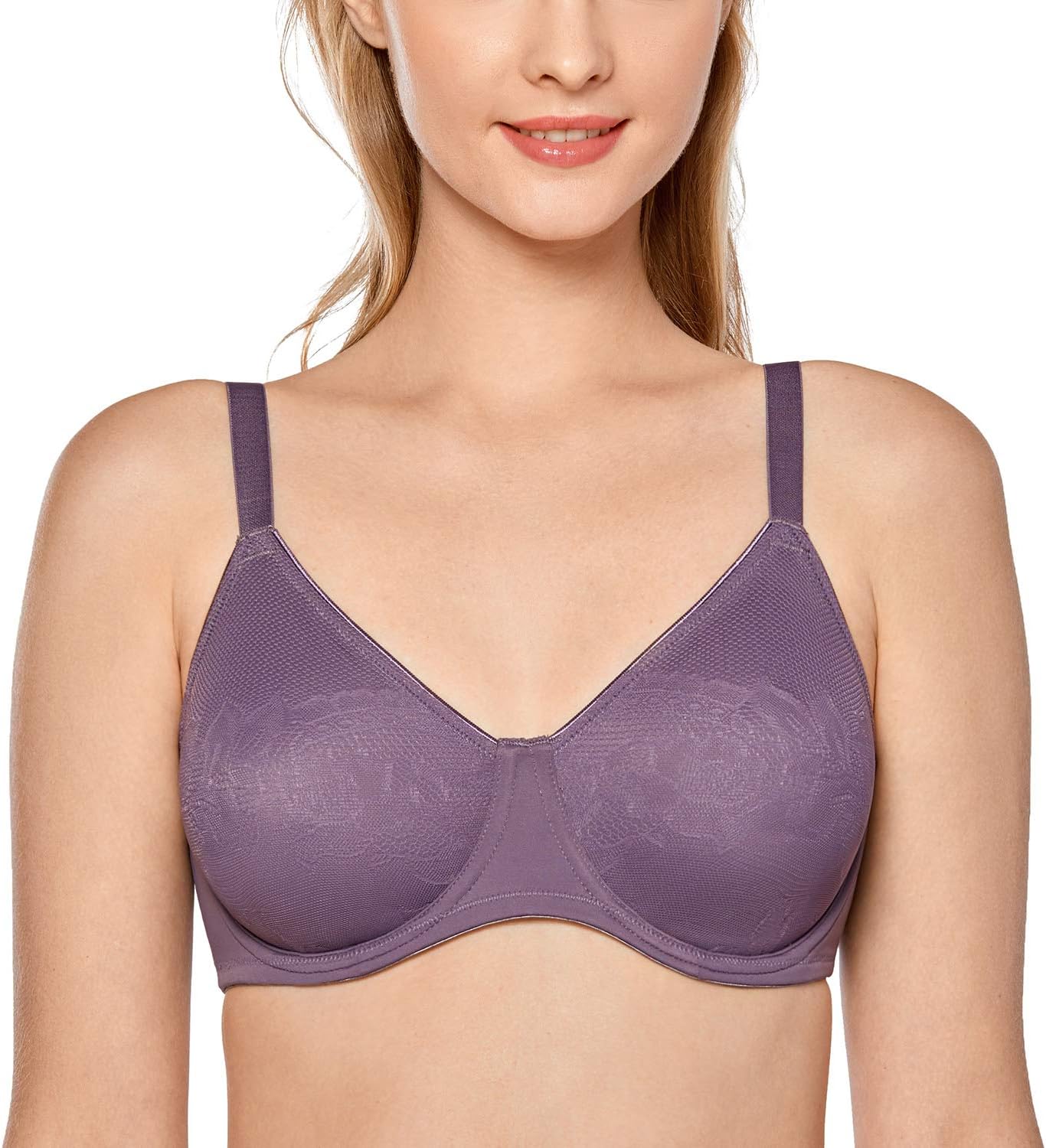 DELIMIRA Women's Full Coverage Bras Plus Size Support Underwire Minimizer Bra