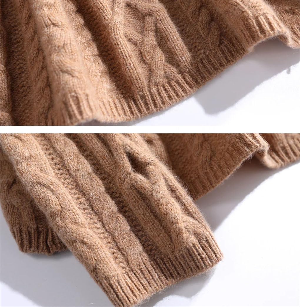 keusyoi Suéter de punto de cuello alto de invierno para mujer, suéter de manga larga cálido para mujer, suéter de otoño 100% lana merino