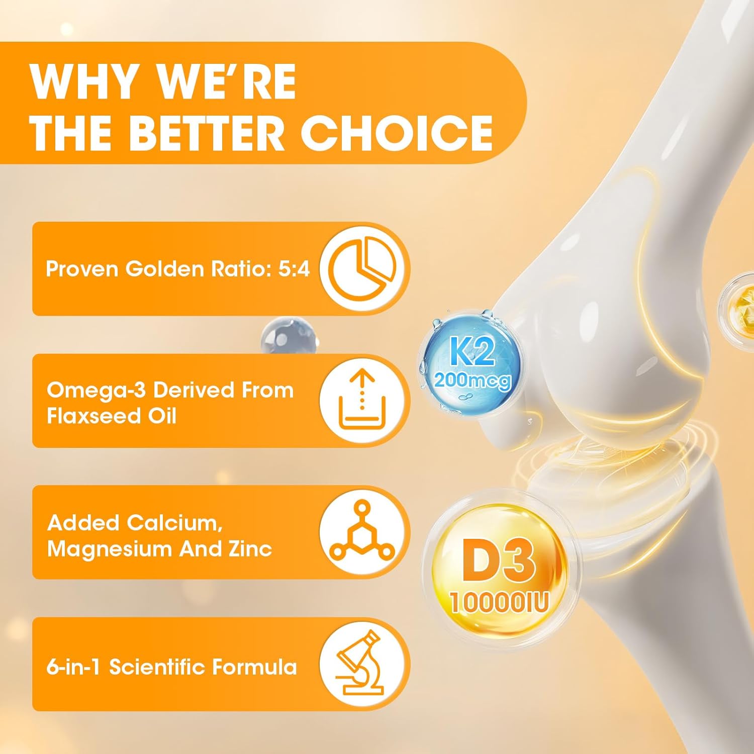 M inch Vitamin D3 K2 Gummies, Vitamin D3 10000IU, K2 (MK-7) 200mcg, 6-in-1 Vitamina D3 con K2 Supplement with Omega-3 for Women and Men - Bones, Teeth & Immune Support, Sugar Free, 2 Pack - Image 5