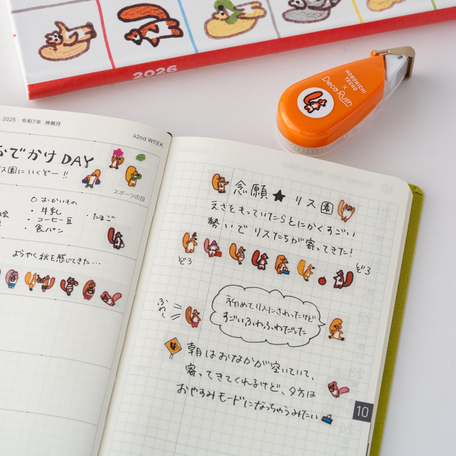 Hobonichi Techo Akcesoria - Plus x Hobonichi: Deco Rush - Squirrel Squadron by 100% Orange