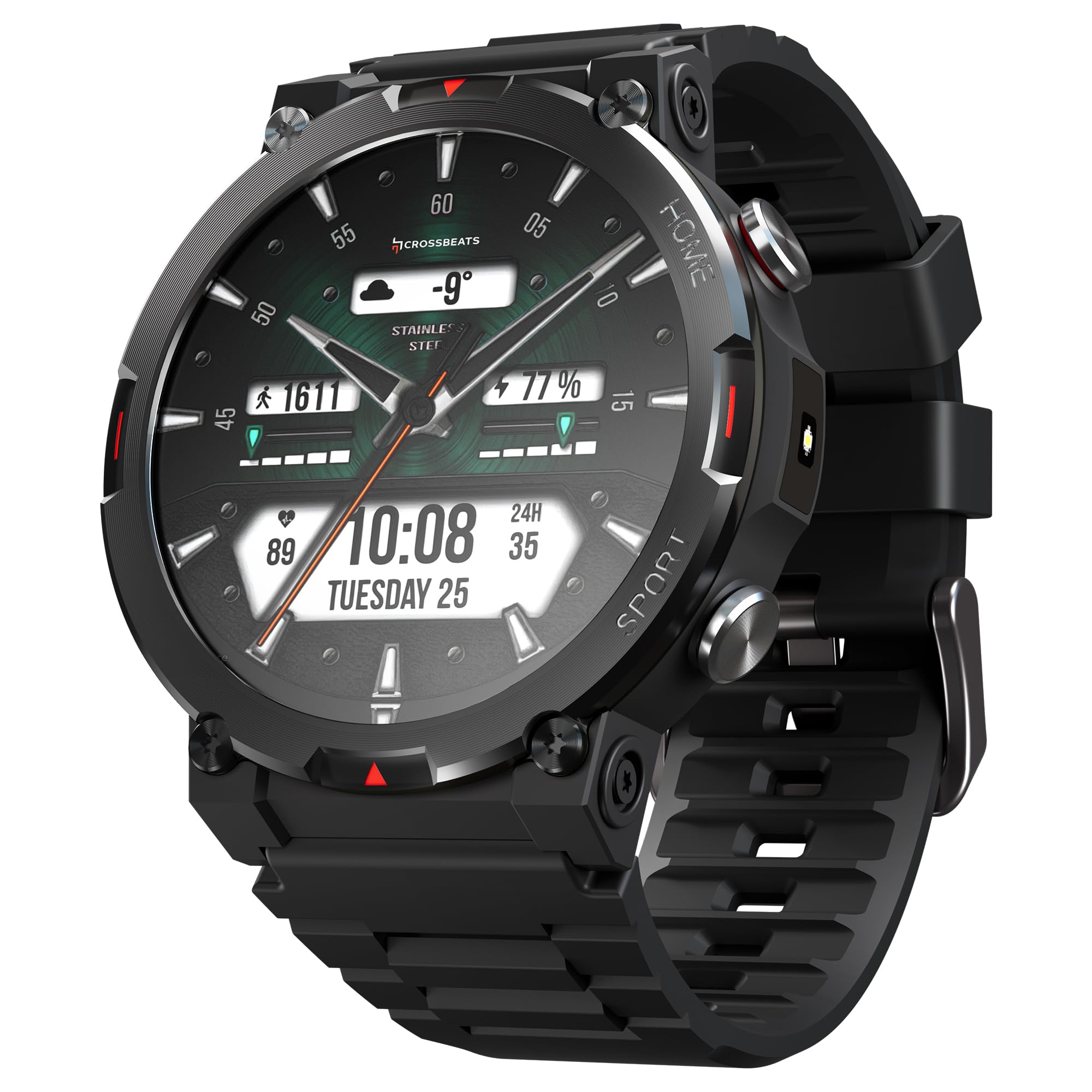 CrossBeats Everest 2.0 2026 Smart Watch for Men 1.43" True AMOLED, Always ON Display Bluetooth Calling Rugged Outdoor with Flash Light Upto 15 Days Battery Life Smartwatch 100+ Sports Mode-image-11