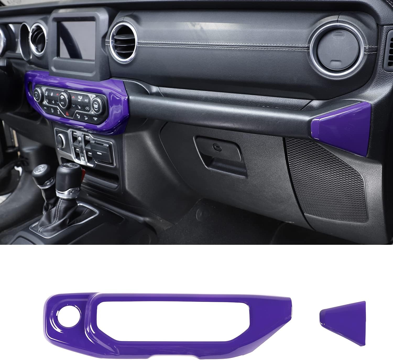 RT-TCZ for Jeep JL Center Dash AC Switch Panel Trim Cover Purple for Jeep Wrangler JL Gladiator JT 2018-2023 Purple Interior Accessories 2pcs