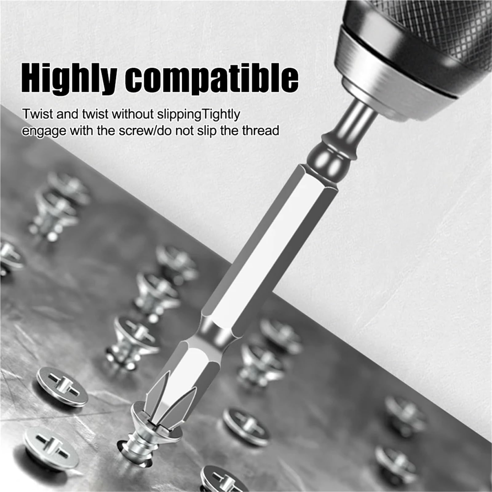 Punta for trapano ad aria compressa for cacciavite industriale a doppia durezza magnetica forte antiscivolo S2 Adatto per metalli e acciaio(10PCS 65L)