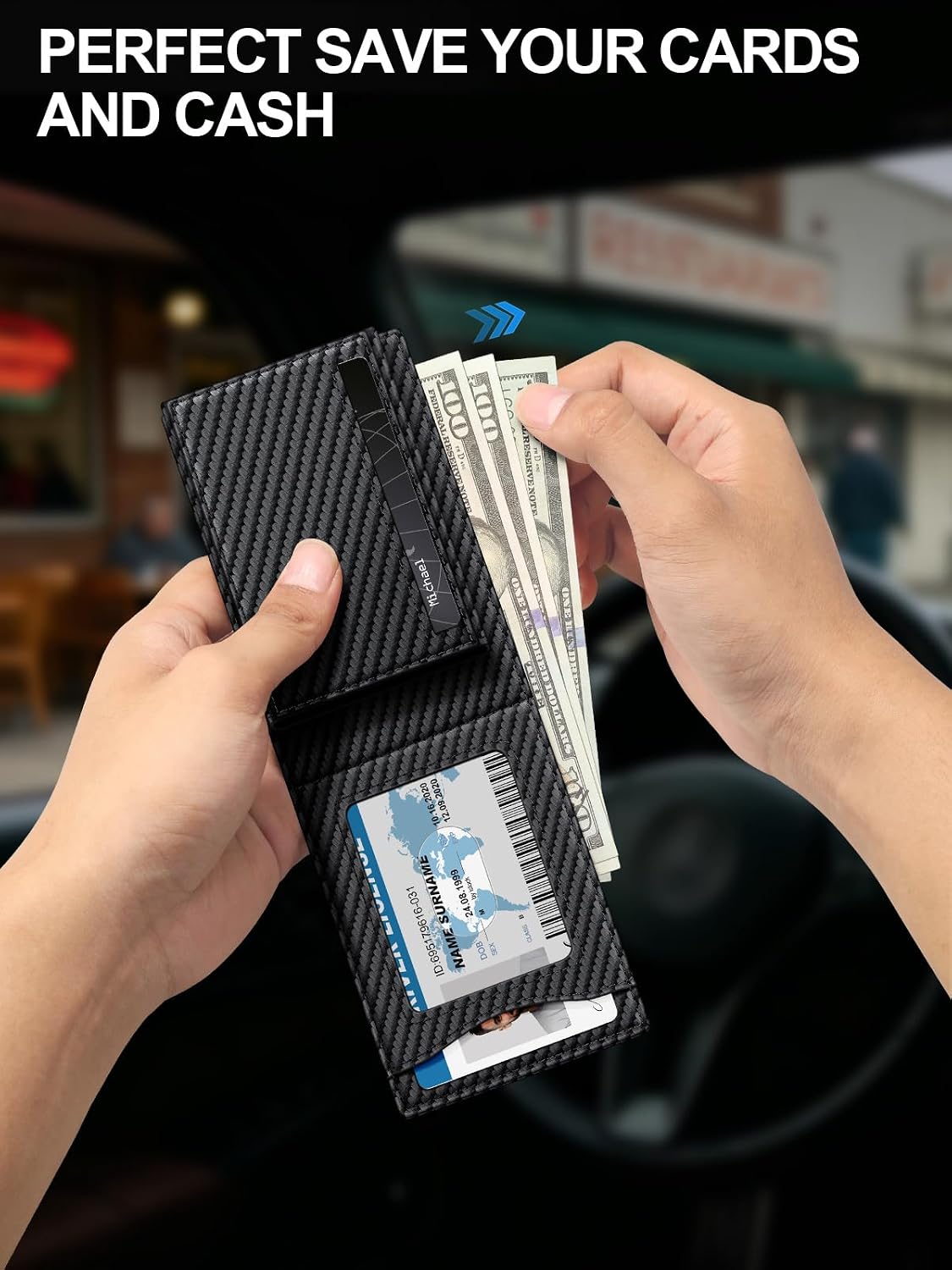 Wallet for Men RFID Blocking Minimalist Card Holder Wallet for 12-14 Cards | Slim Bifold Smart Wallet with ID Window & Cash Slot, Front Pocket Compact Metal Credit Card Case, Birthady Gifts for Men