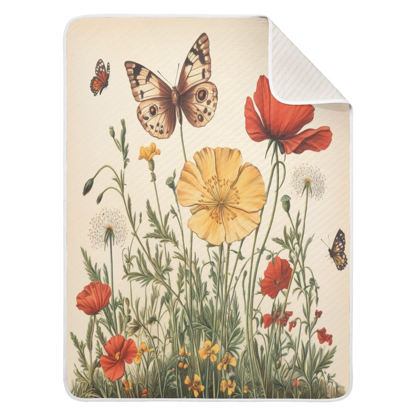 Burbuja Flowers Twigs Butterfly Baby Blanket for Boys Girls, Nursery Soft Warm Swaddling Receiving Baby Blankets, 30x40 in Toddler Blanket