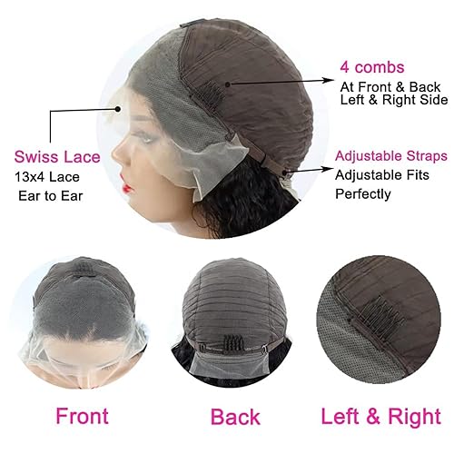 Miniatura 4 de Pelucas cortas de cabello humano con encaje frontal de 13 x 4, pelucas de cabello humano prearrancadas para mujeres negras, peluca corta sin