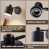 Vista 5 de LIGHTESS Aplique de pared con interruptor, apliques de pared de granja con atenuador de encendido y apagado, luces de pared industriales negras
